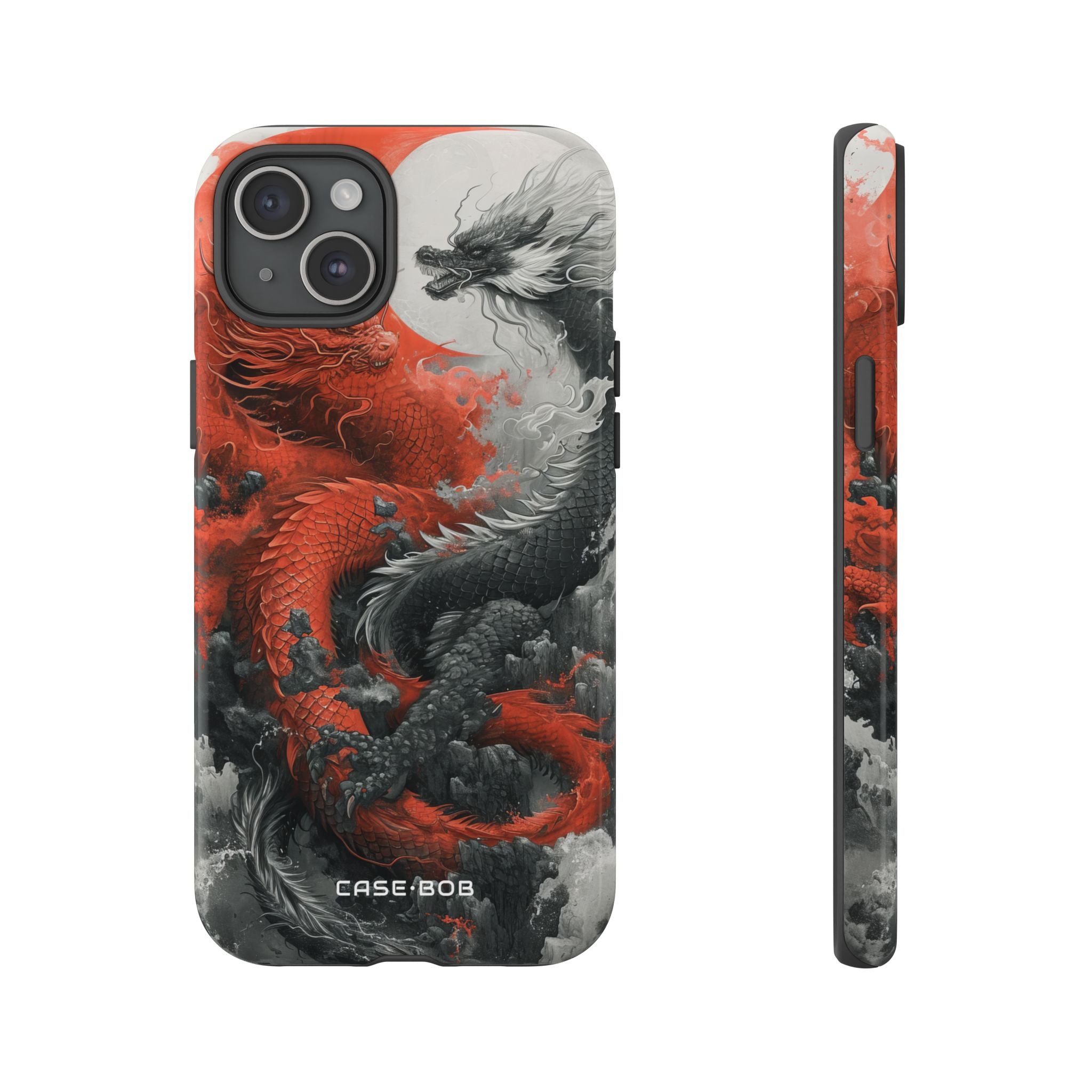 Twin Dragons Crimson iPhone 15 Plus Case - Tough