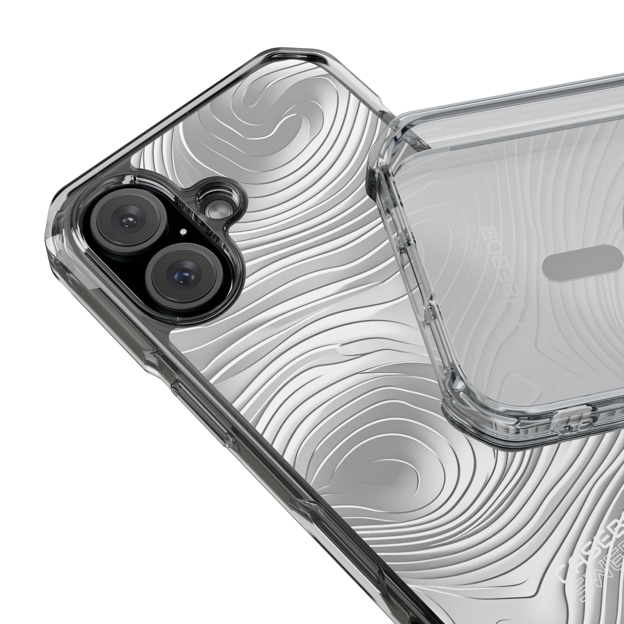 Monochrome Flow Lines iPhone 16 - Impact Clear+