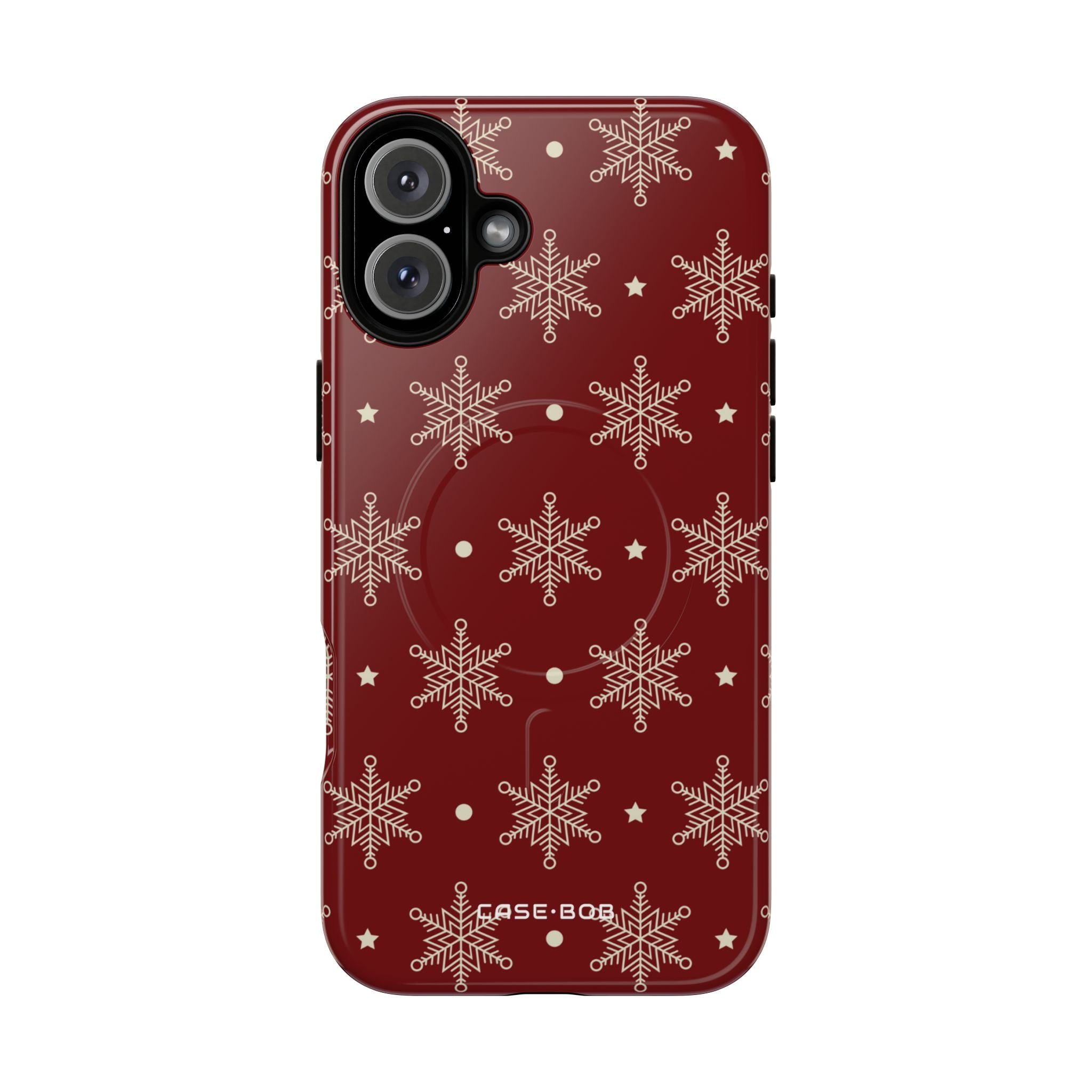 Cream Snowflake Crimson iPhone 16 Plus Case - Tough+