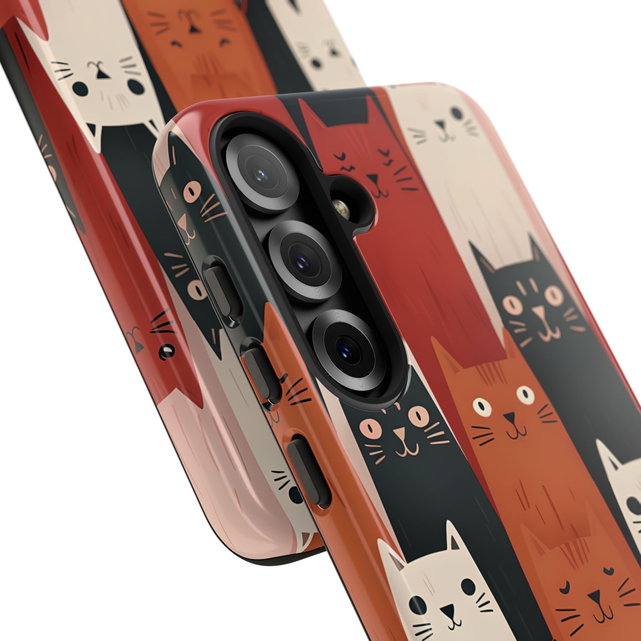 Elongated Cats Black Samsung S25 Plus Case - Tough