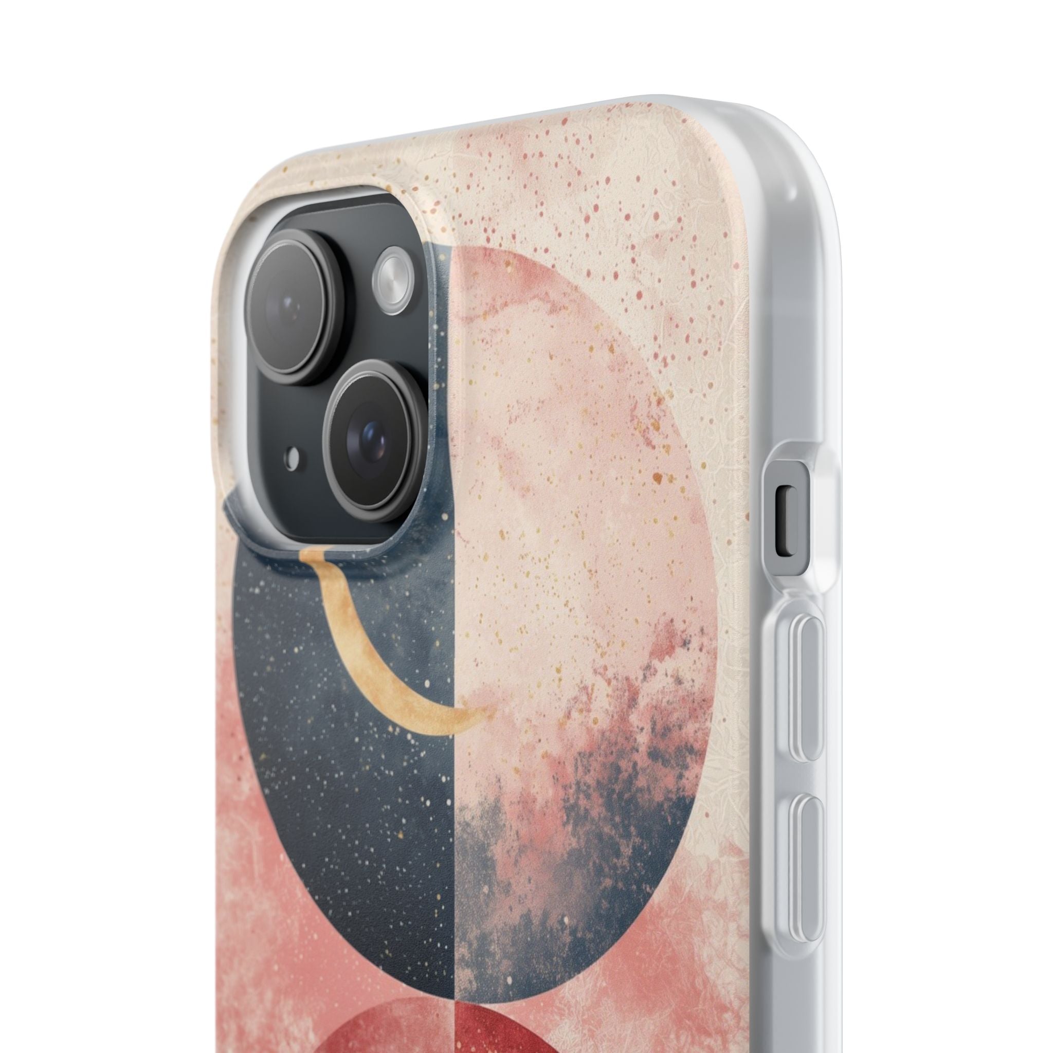 Golden Crescent Circles iPhone 15 Case - Soft