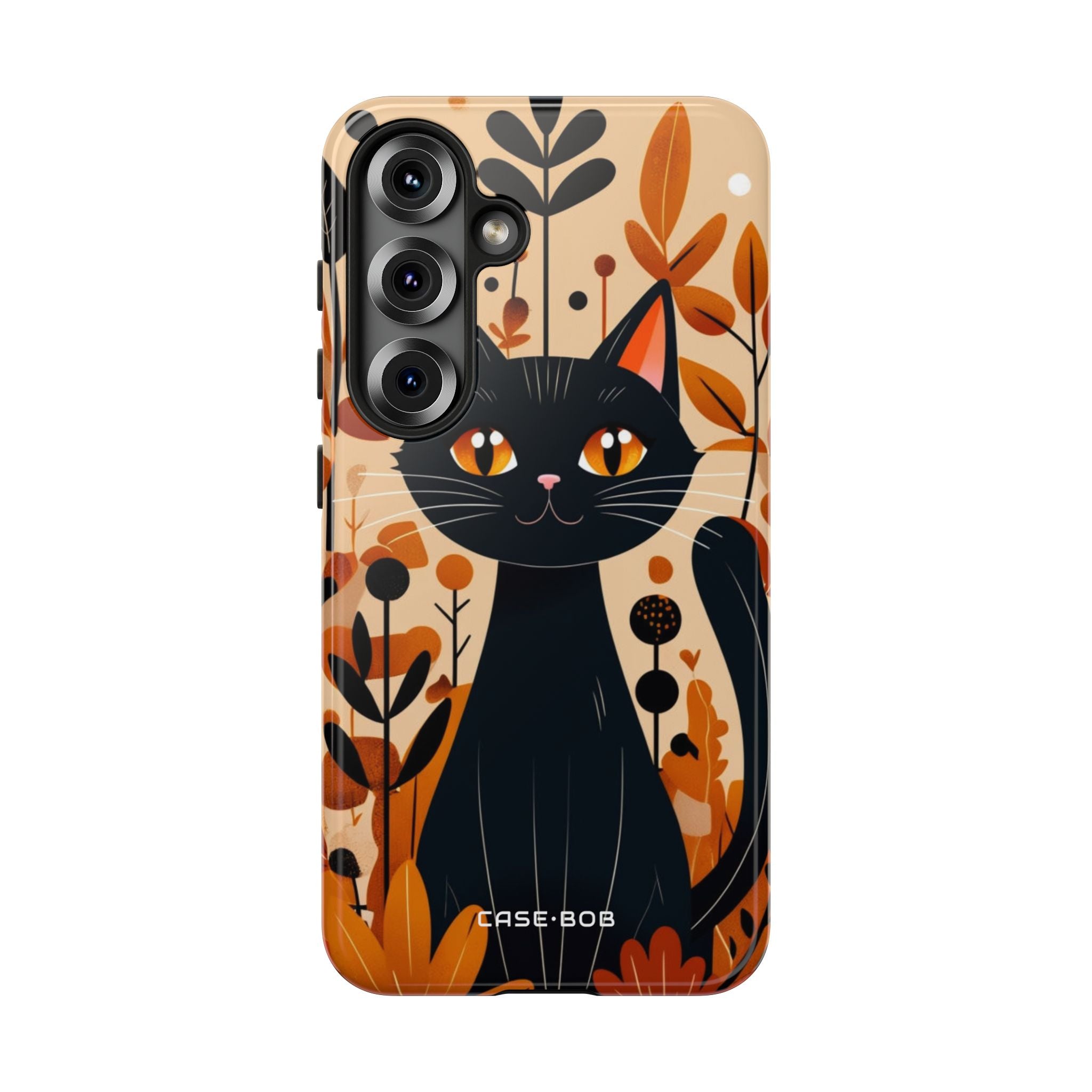 Black Cat Glow Samsung S25 Case - Tough