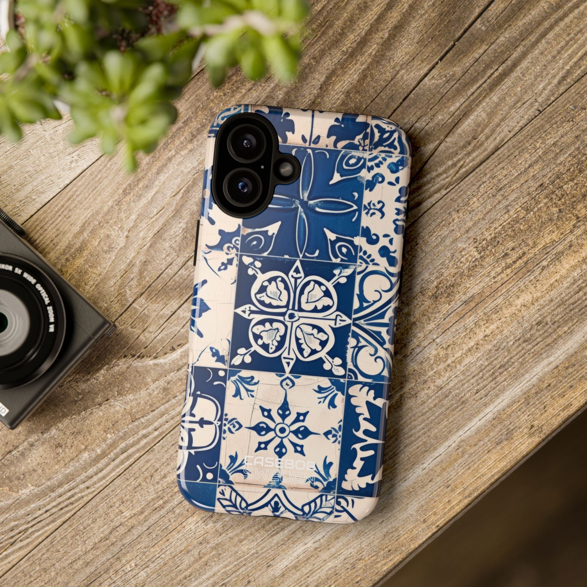Ornate Blue Tiles iPhone 16 - Tough