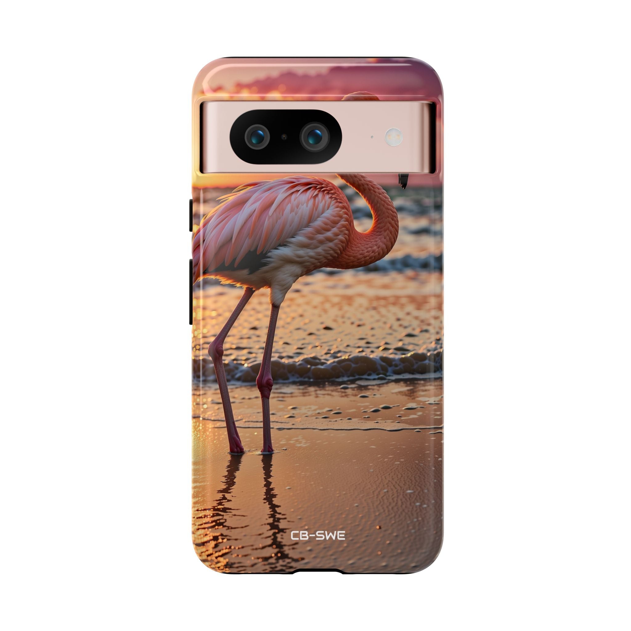 Sunset Flamingo Stand - Google Pixel Case