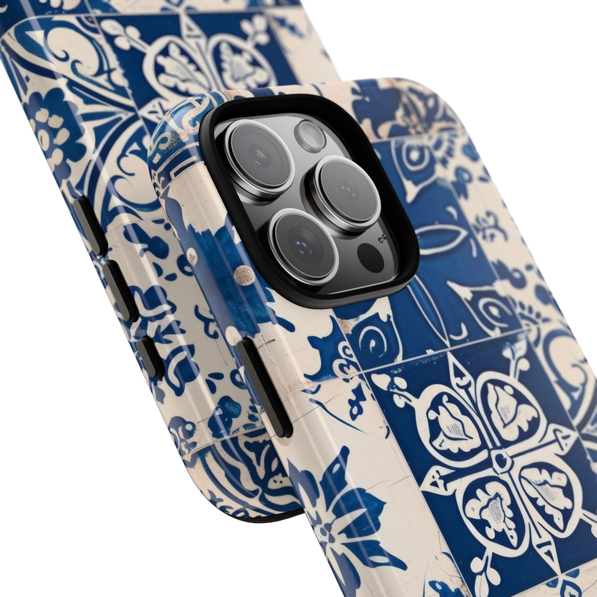 Ornate Blue Tiles iPhone 16 - Tough