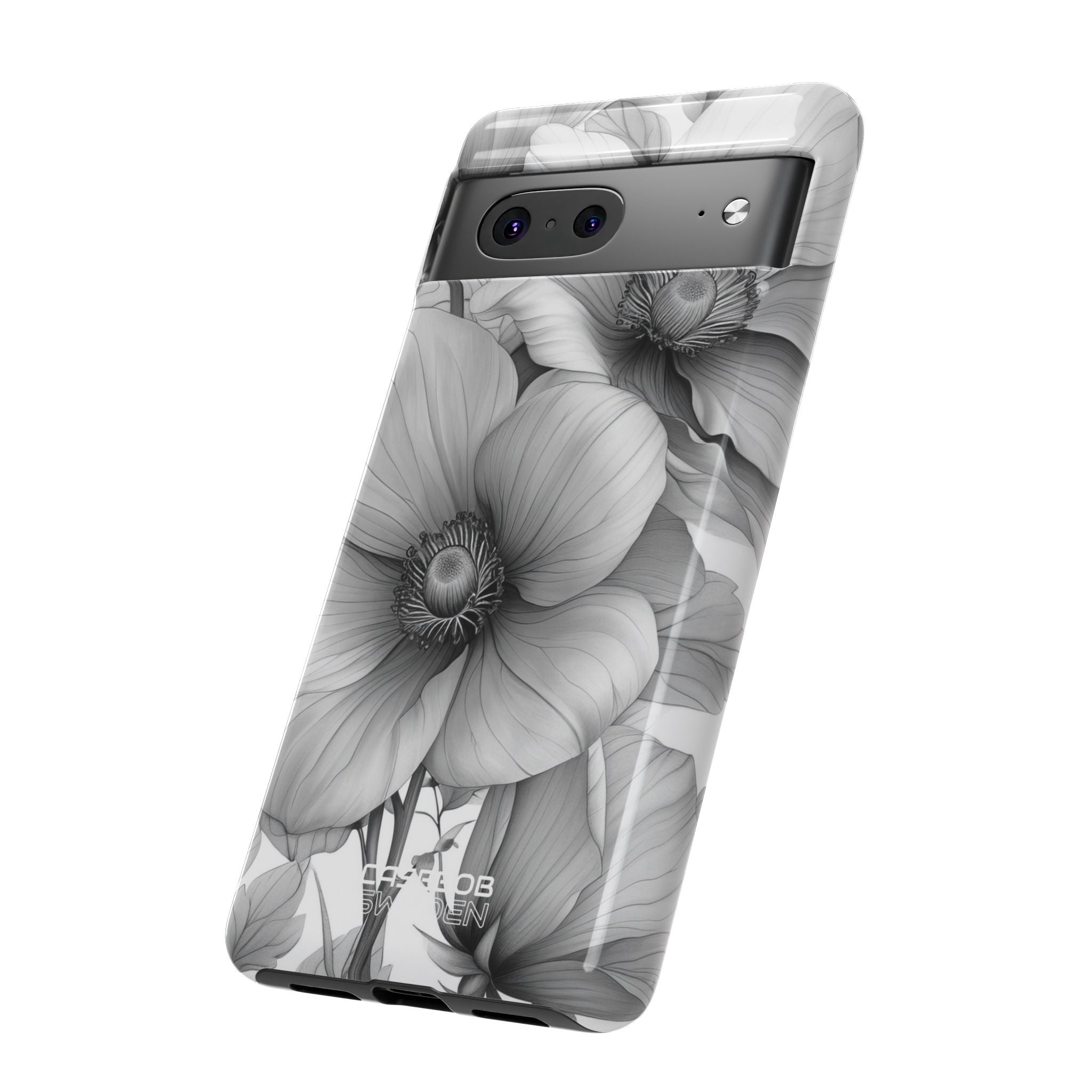 Grayscale Floral Harmony Google Pixel 7 - Tough
