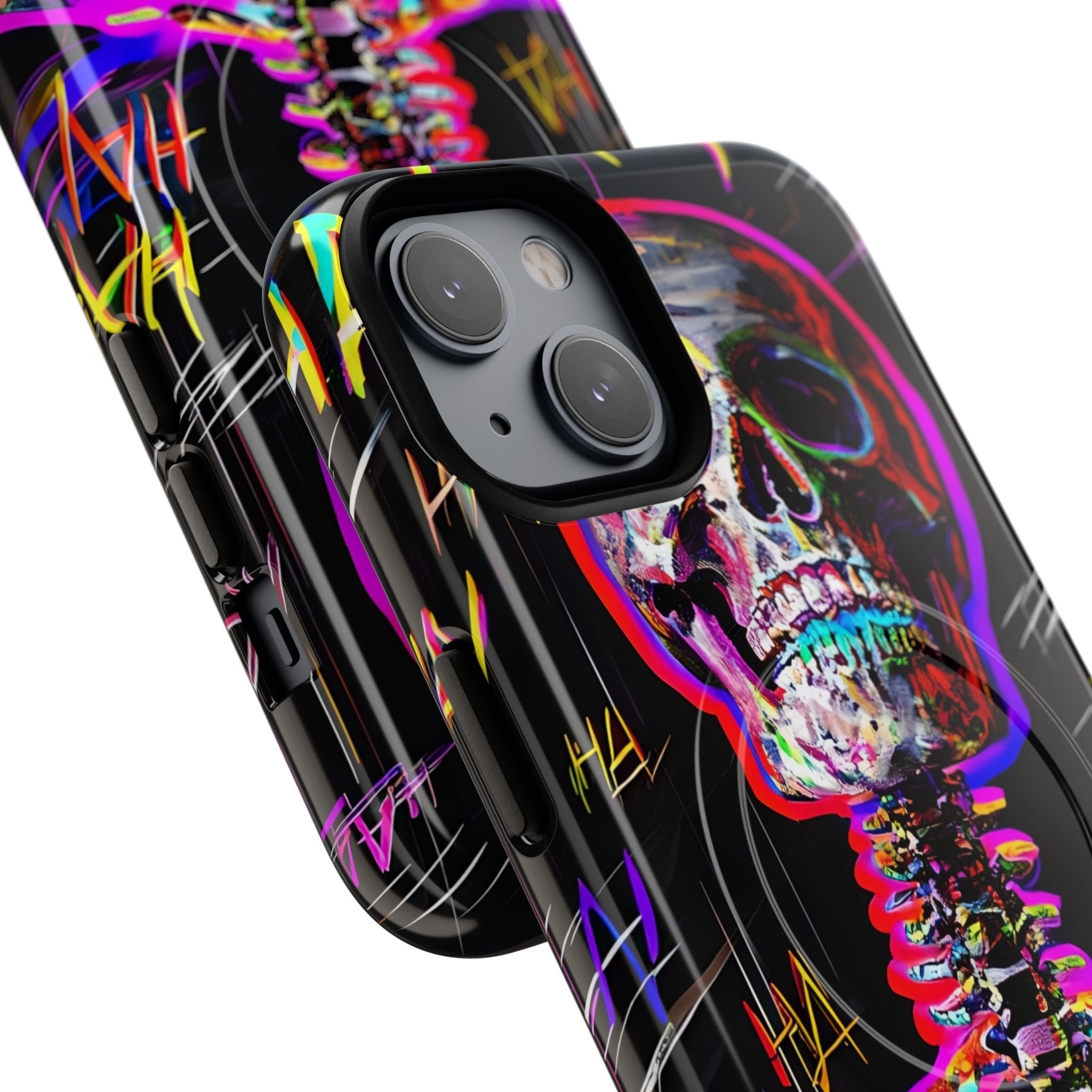 Neon Skeleton Laugh iPhone 14 Case - Tough+