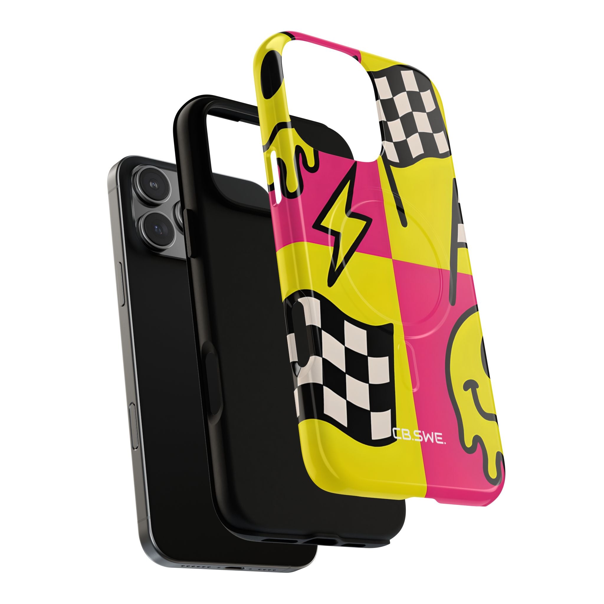 Vibrant Pop Art Smiling Faces and Lightning iPhone 16 - Tough+