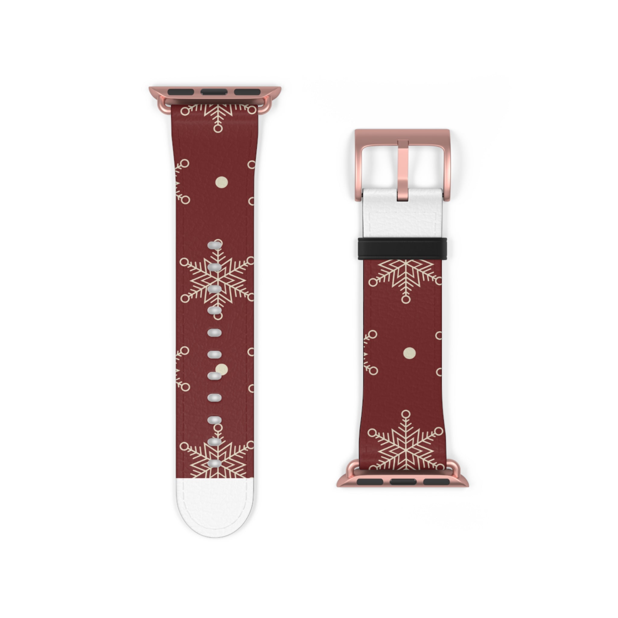 Cream Snowflakes Crimson - Watch Band