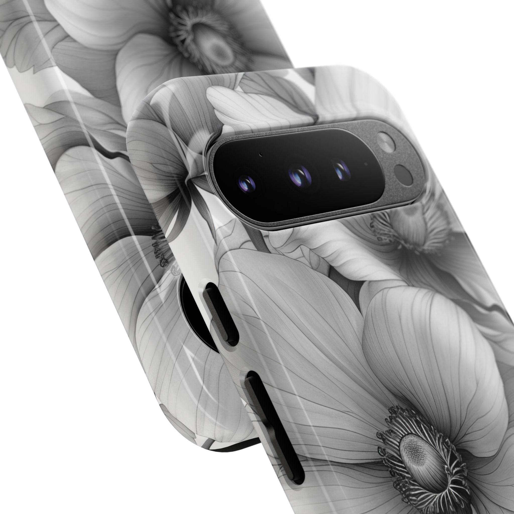 Grayscale Floral Harmony Google Pixel 9 - Tough