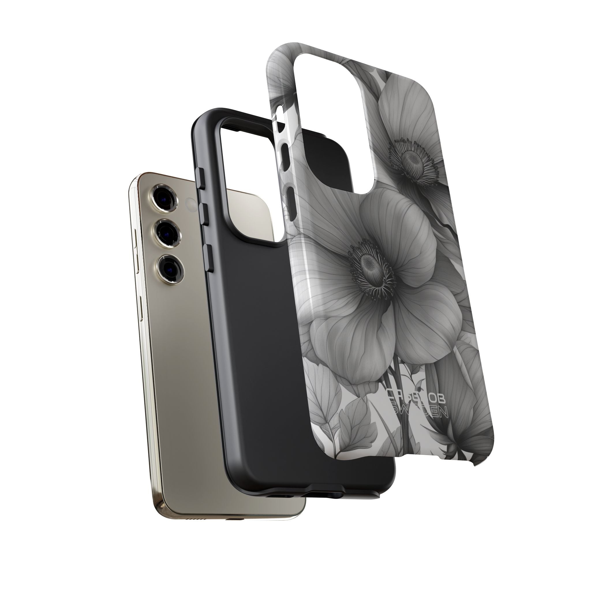 Grayscale Floral Harmony Samsung S23 - Tough