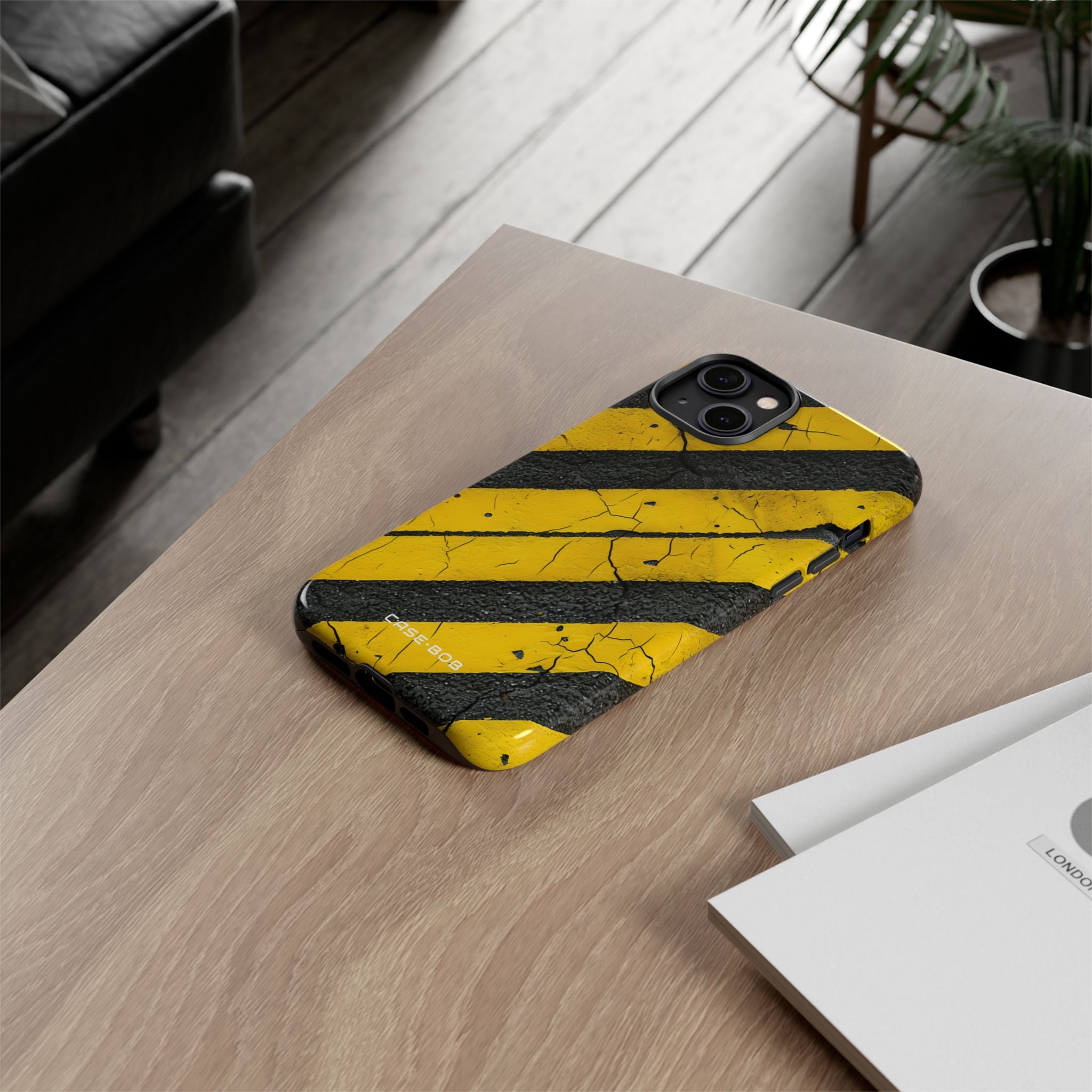 Yellow Stripe Distress iPhone 14 Plus Case - Tough