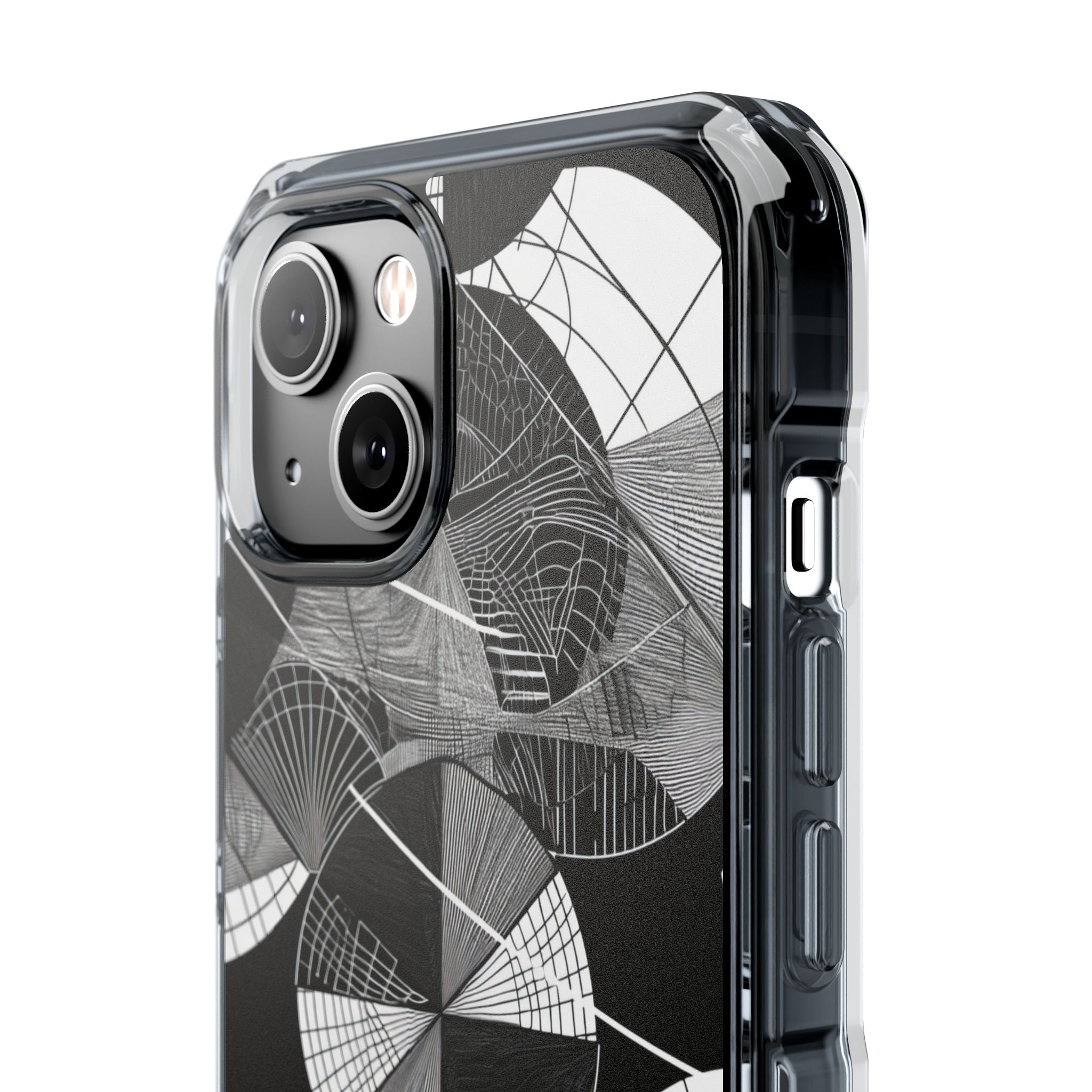 Monochrome Circle Maze iPhone 14 - Impact Clear+