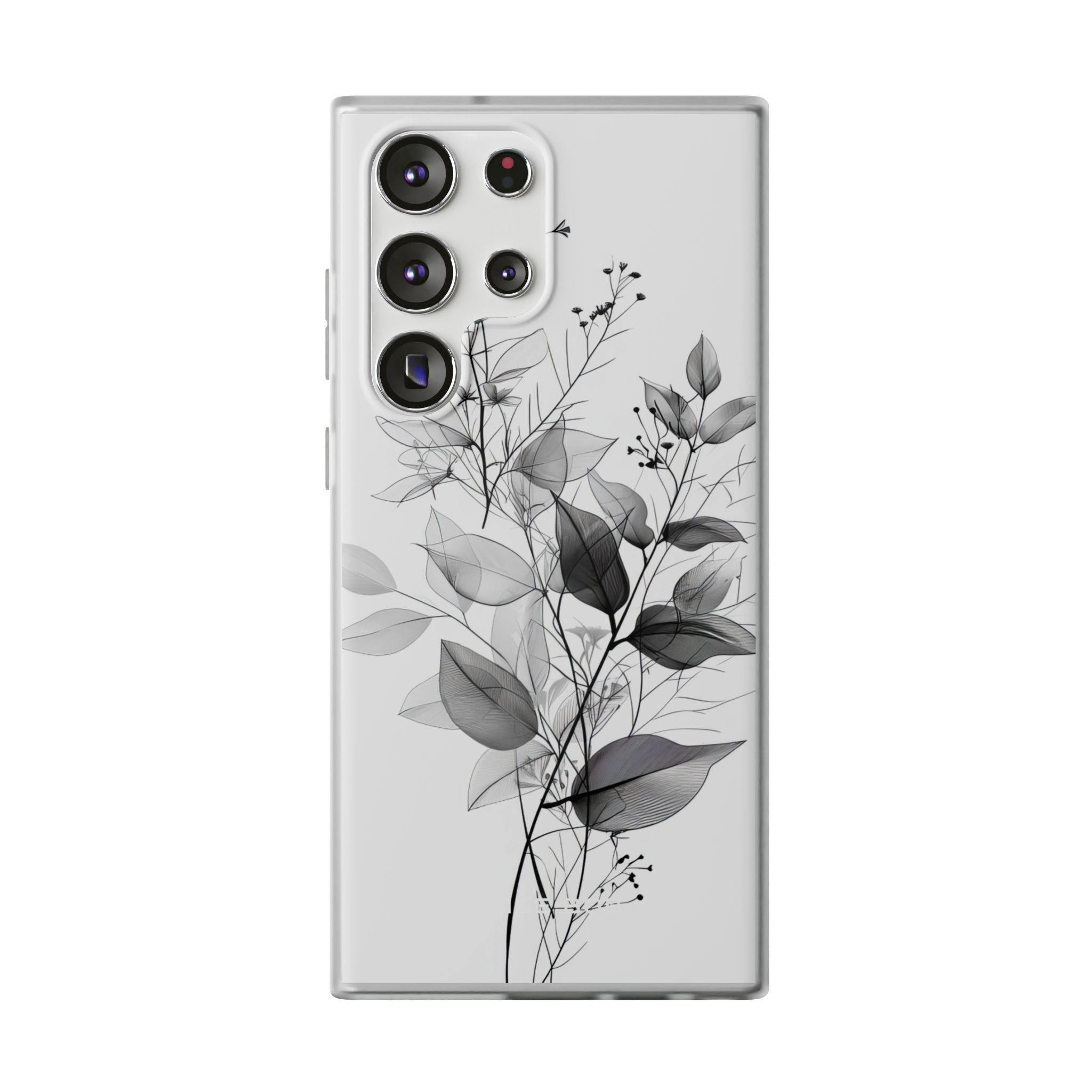 Veined Leaves Gray Samsung S23 Ultra Case - Soft