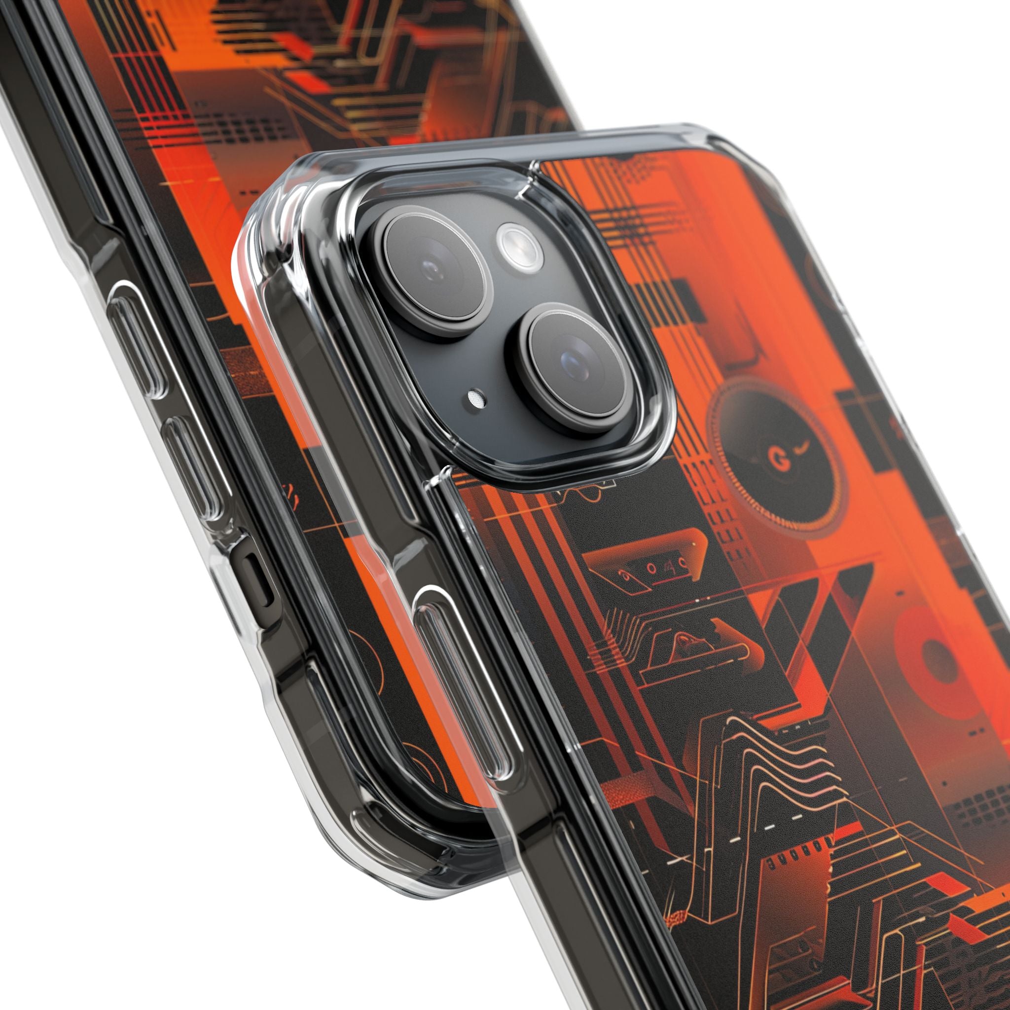 Orange Circuit Dreams iPhone 15 - Impact Clear+