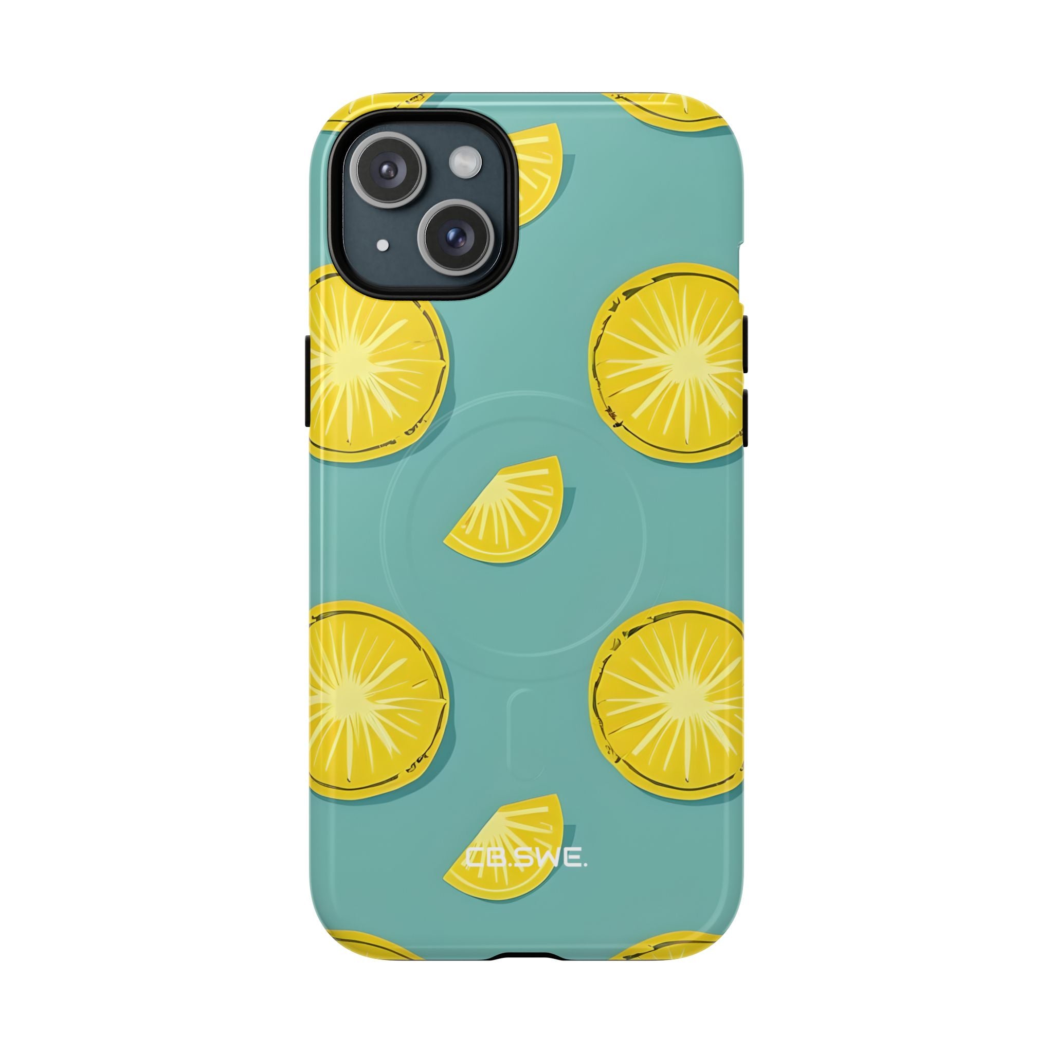 Bright Yellow Pineapple Slice on Teal iPhone 15 - Tough+