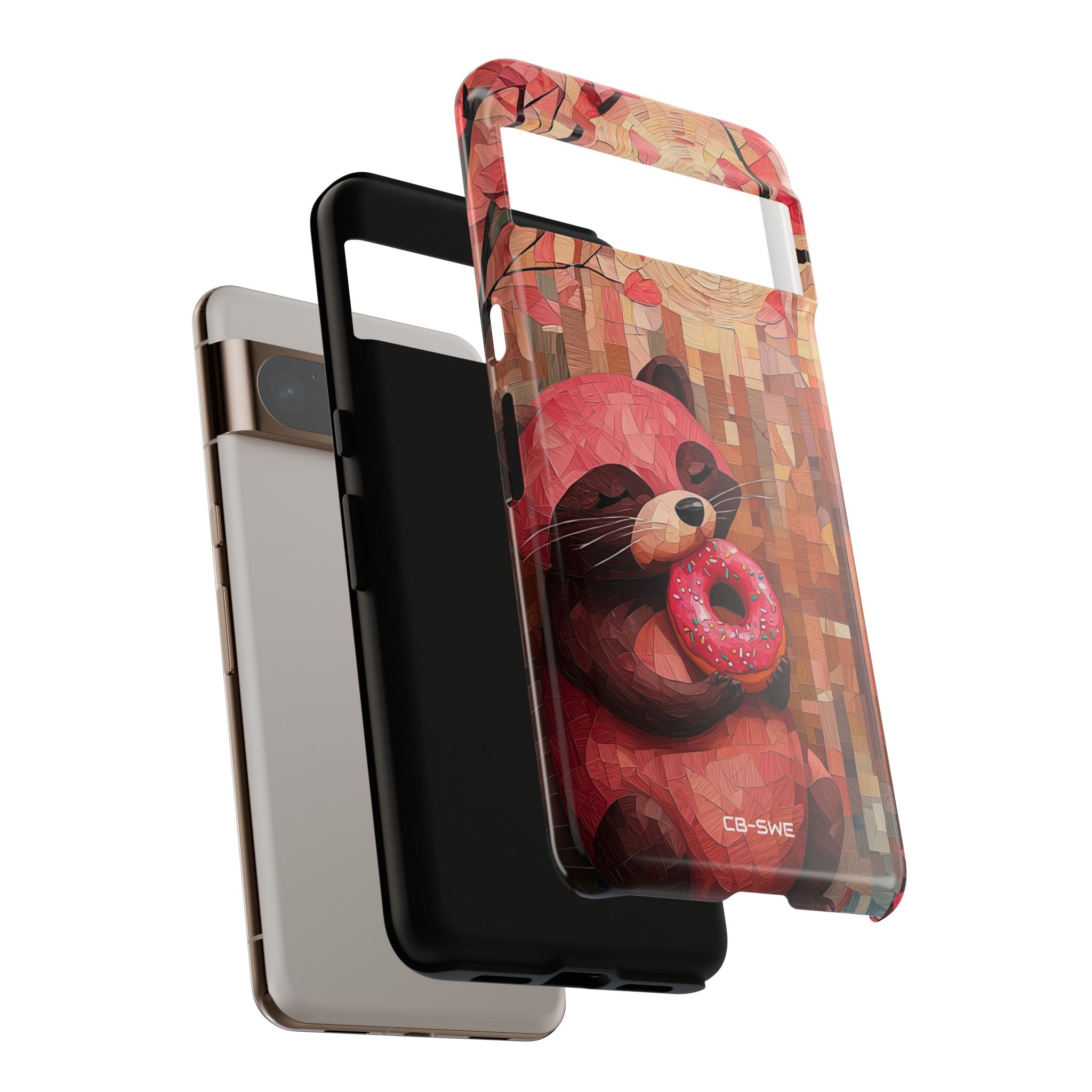 Raccoon Holds Donut - Google Pixel Case