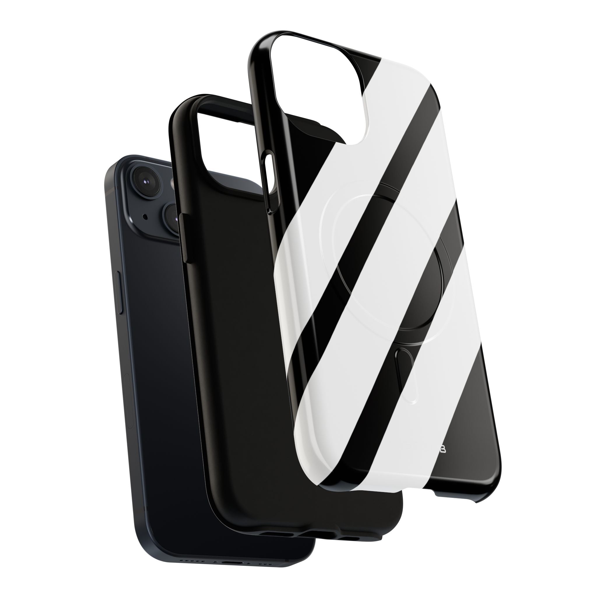 Diagonal Bands Noir iPhone 14 Case - Tough+