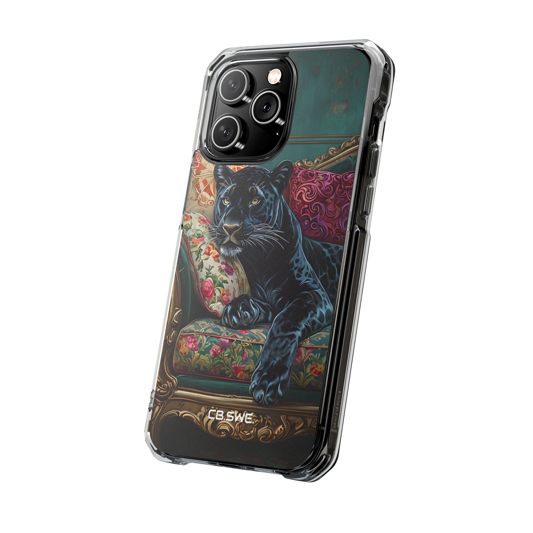 Serene Black Panther Vintage Royal Living Room Art iPhone 14 - Impact Clear+