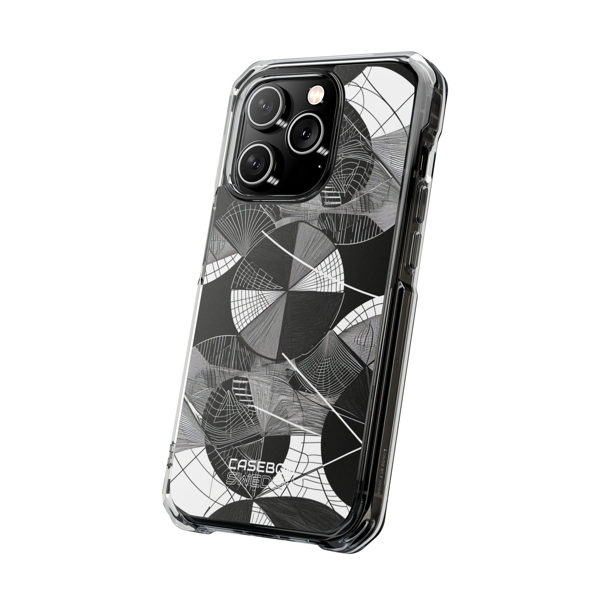 Monochrome Circle Maze iPhone 14 - Impact Clear+
