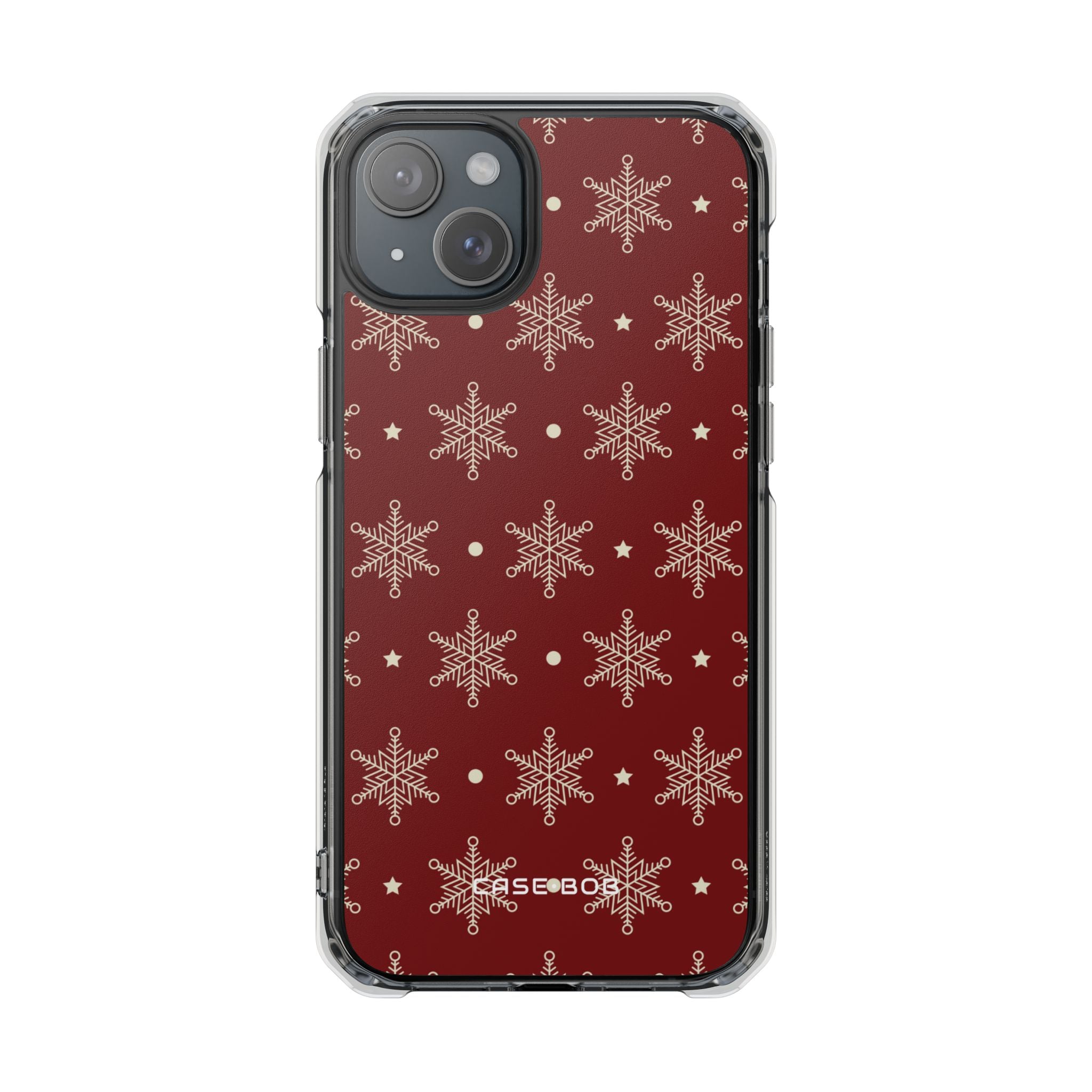 Cream Snowflake Crimson iPhone 15 Plus Case - Impact