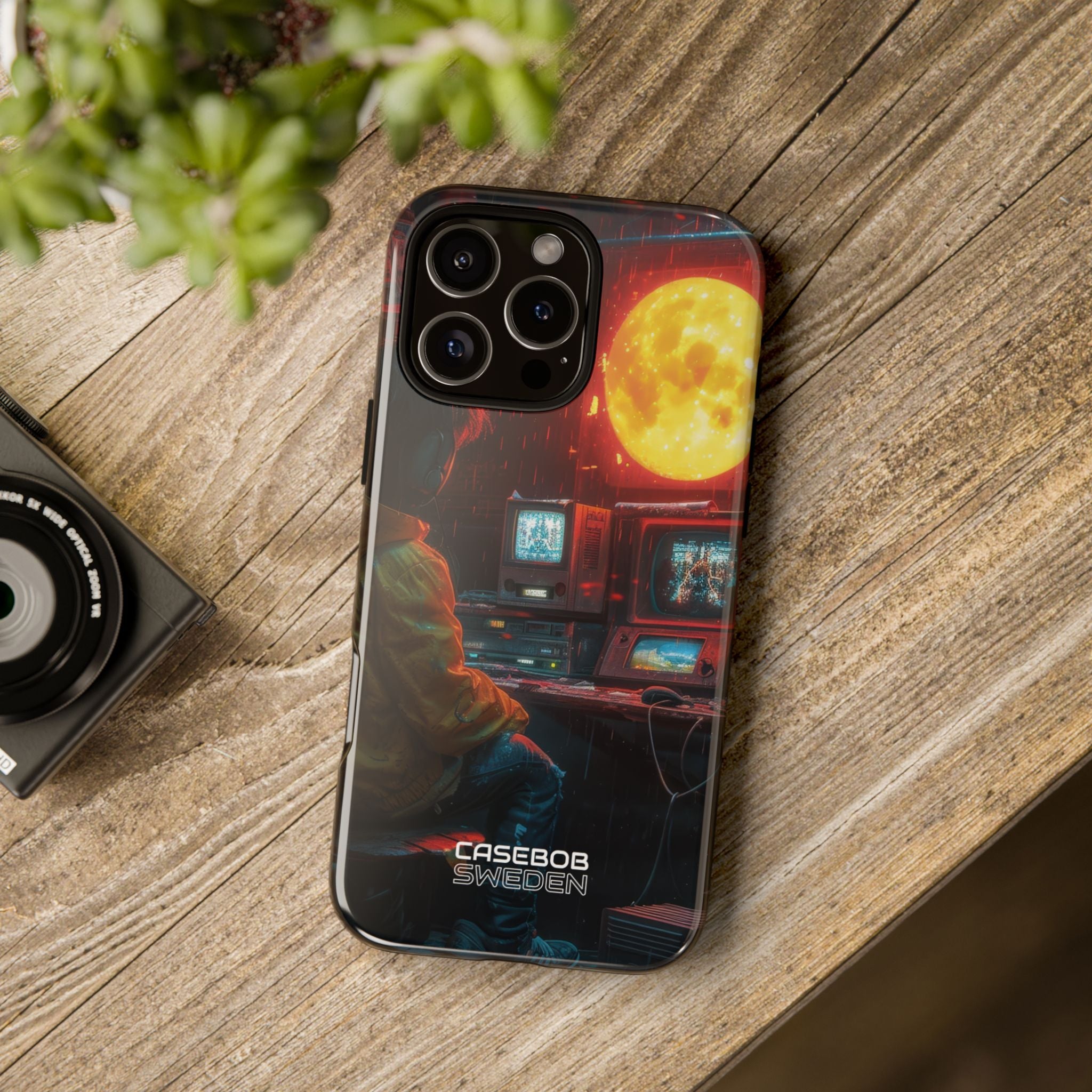 Cyberpunk Rain Room iPhone 16 - Tough