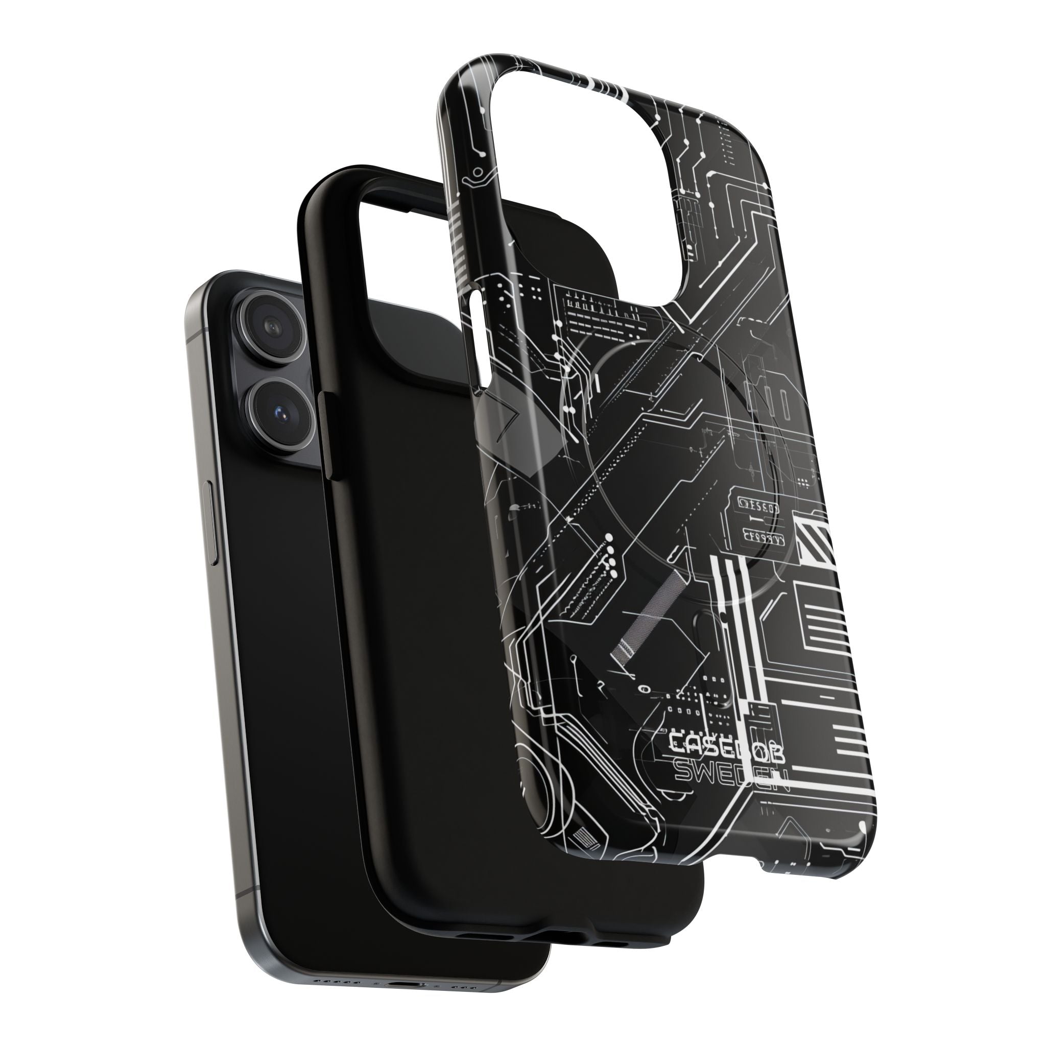 Futuristisches Schaltkreisgitter iPhone 15 – Tough+