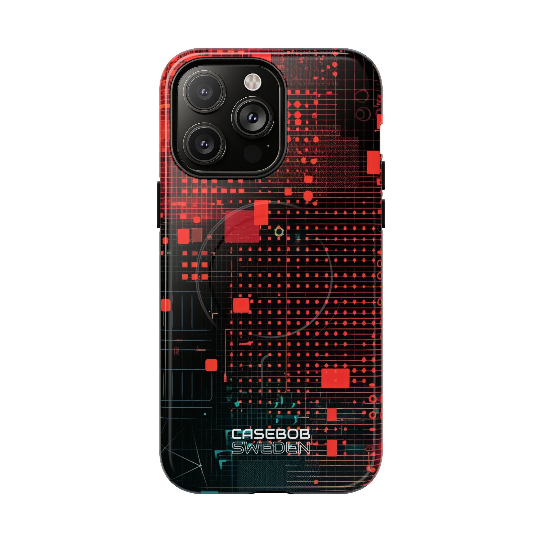 Crimson Circuit Grid iPhone 14 - Tough+