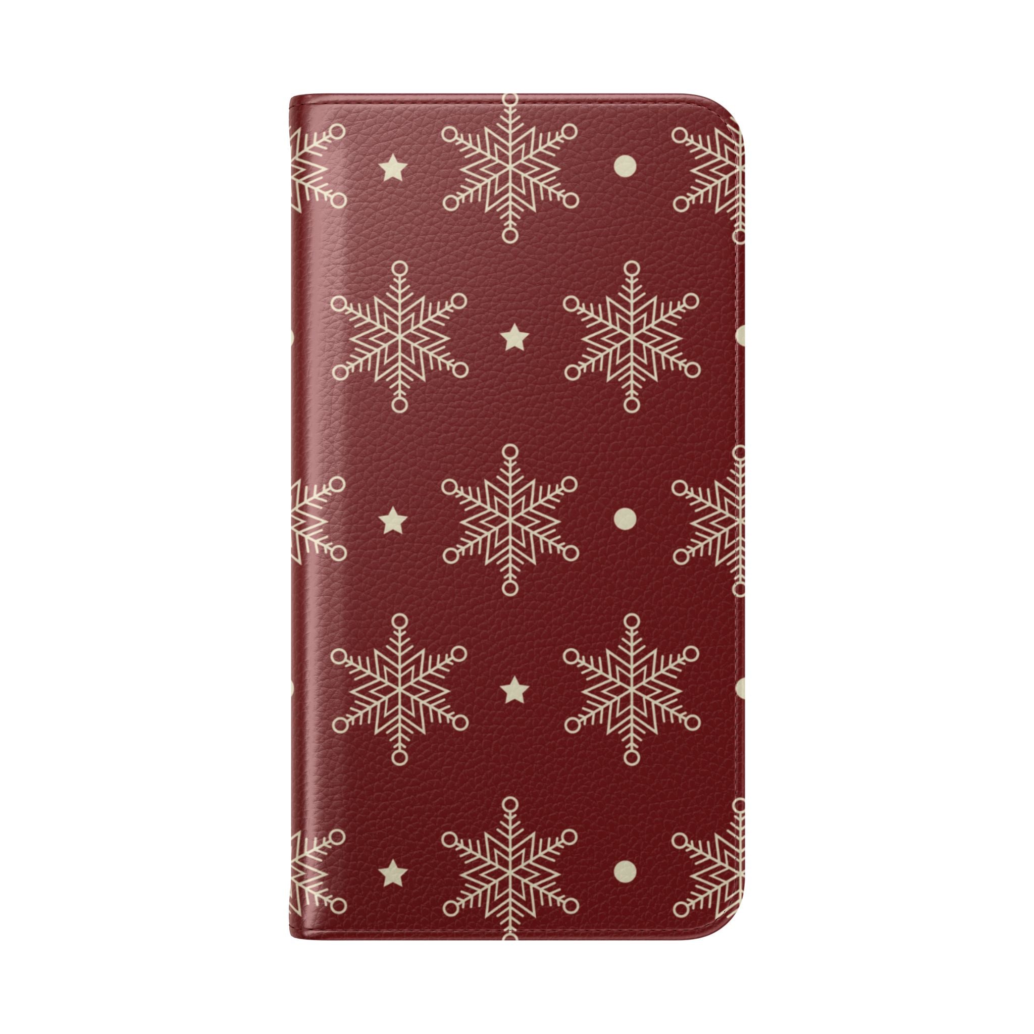 Cream Snowflakes Crimson - Samsung S23+ Case - Wallet