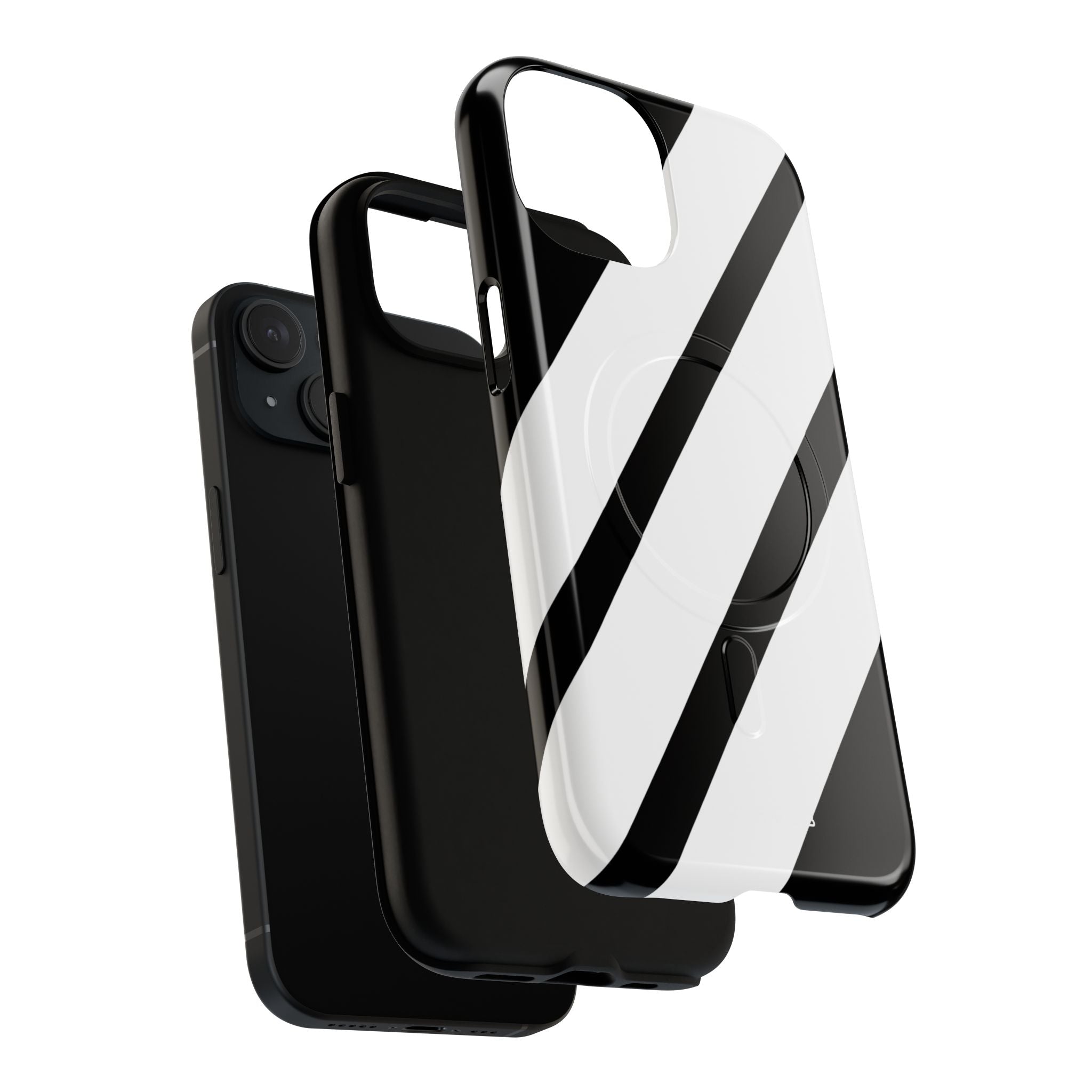 Diagonal Bands Noir iPhone 15 Case - Tough+