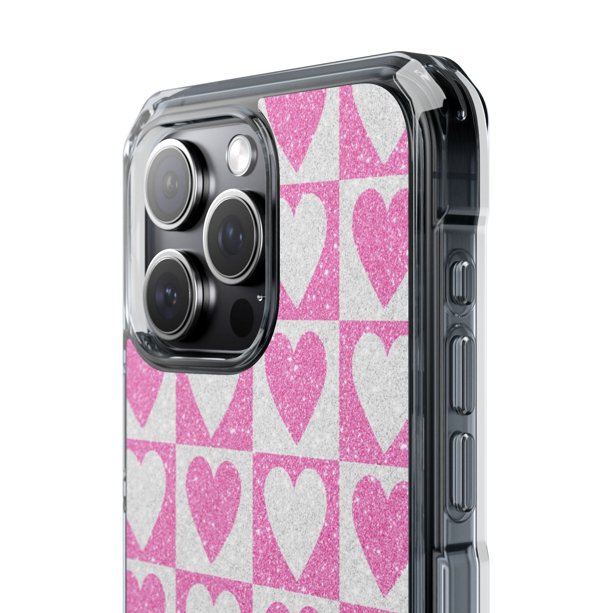 Glitter Heart Grid iPhone 15 Pro Max Case - Impact