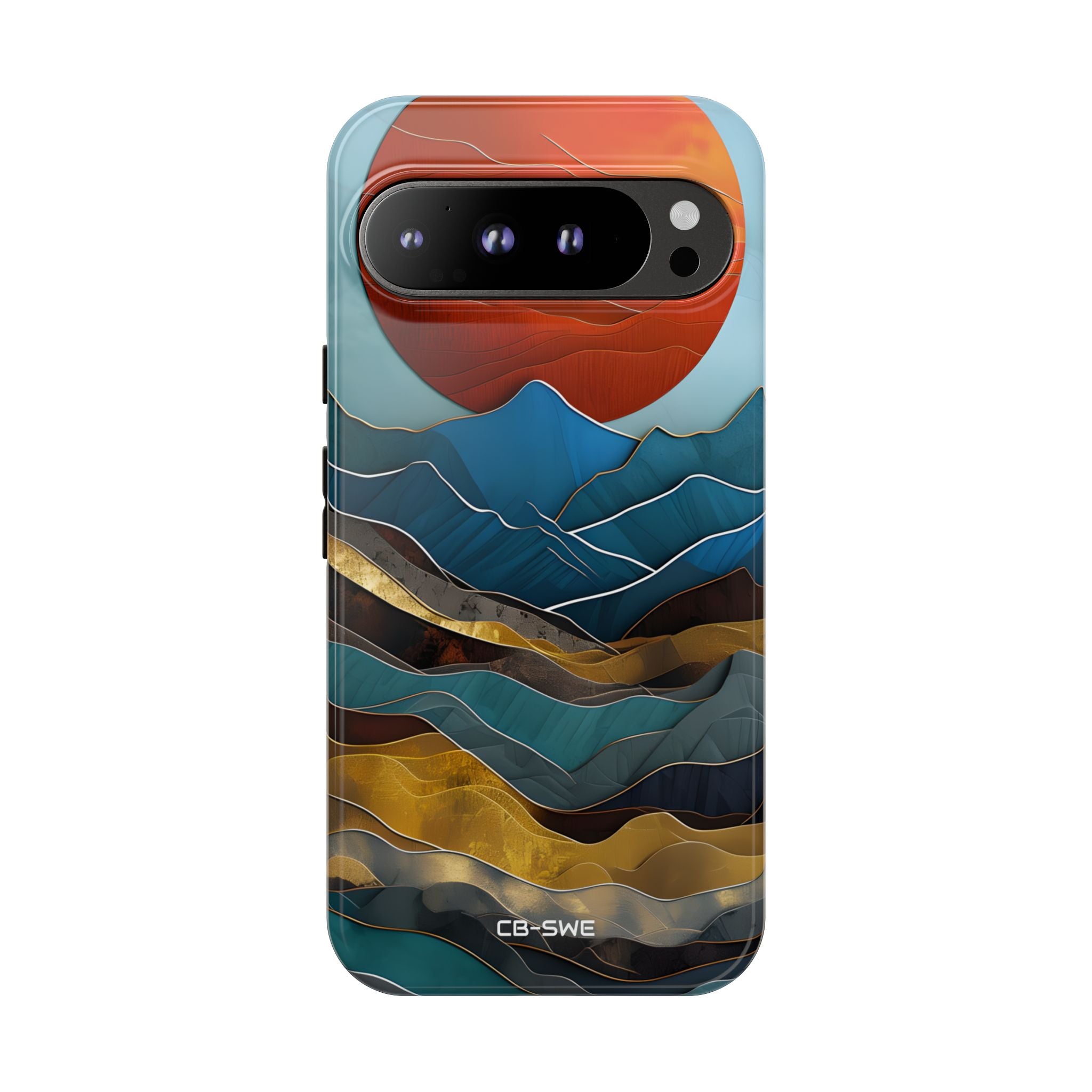 Sunset Geometry Waves - Google Pixel Case