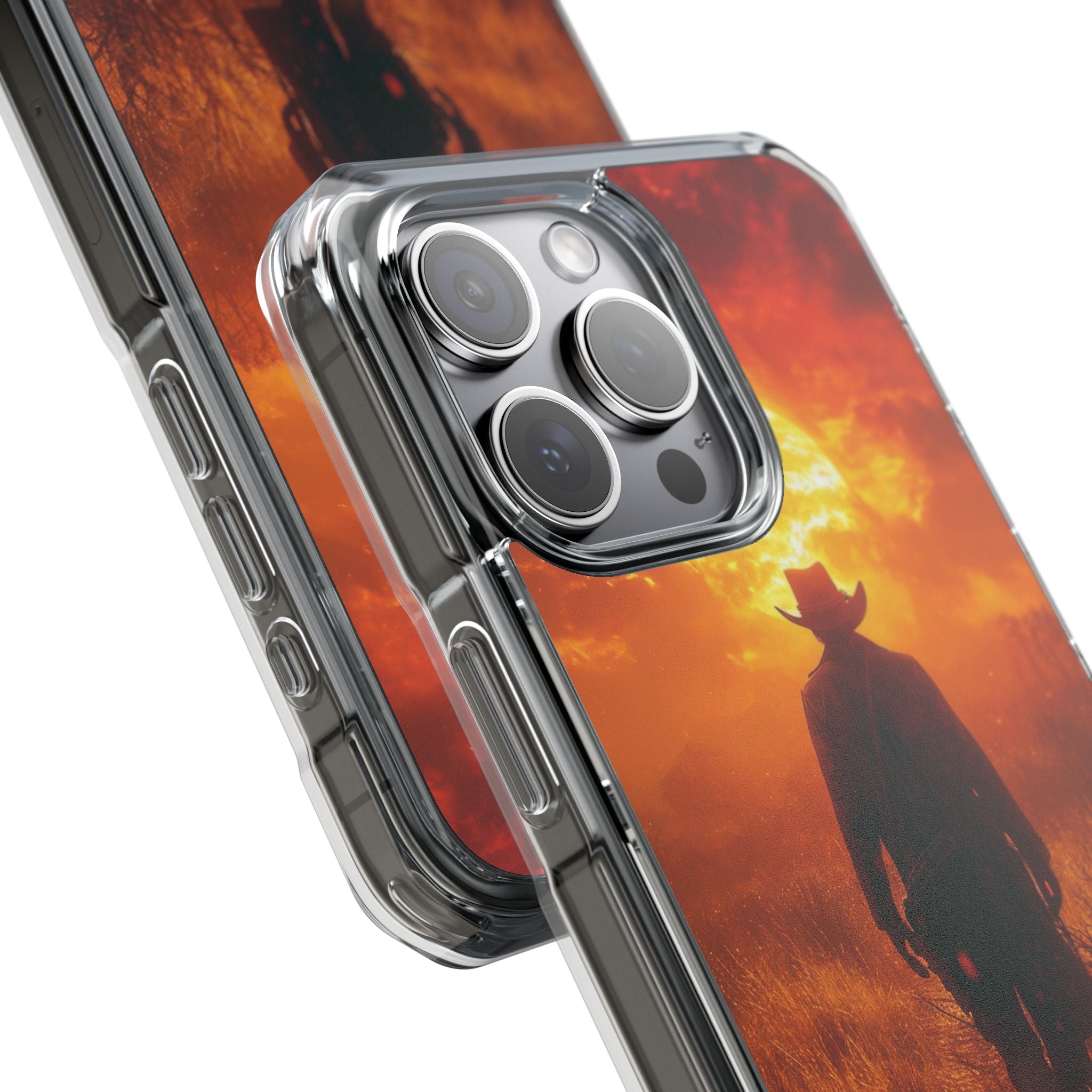 Fiery Sunset Cowboy iPhone 15 - Impact Clear+