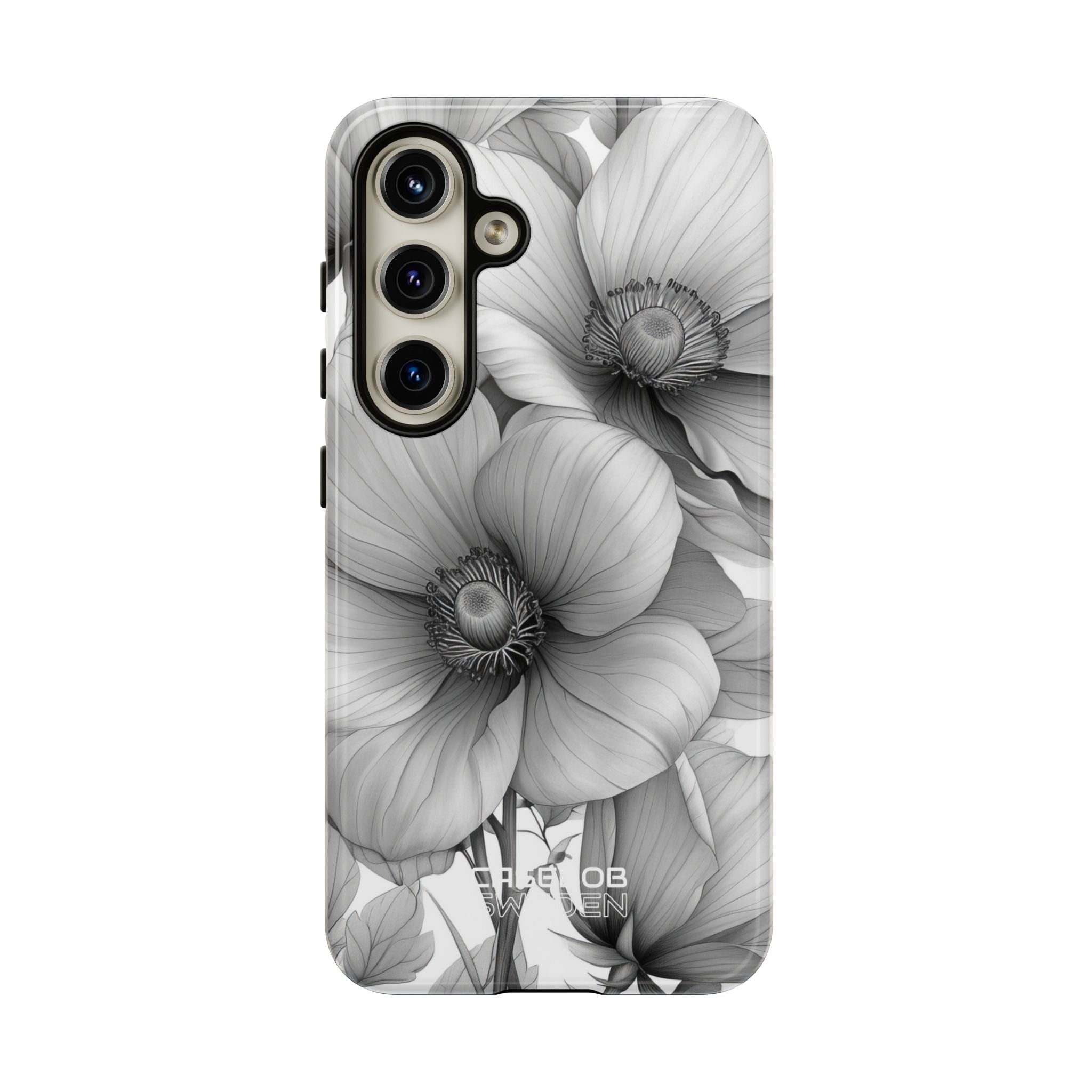 Grayscale Floral Harmony Samsung S24 - Tough