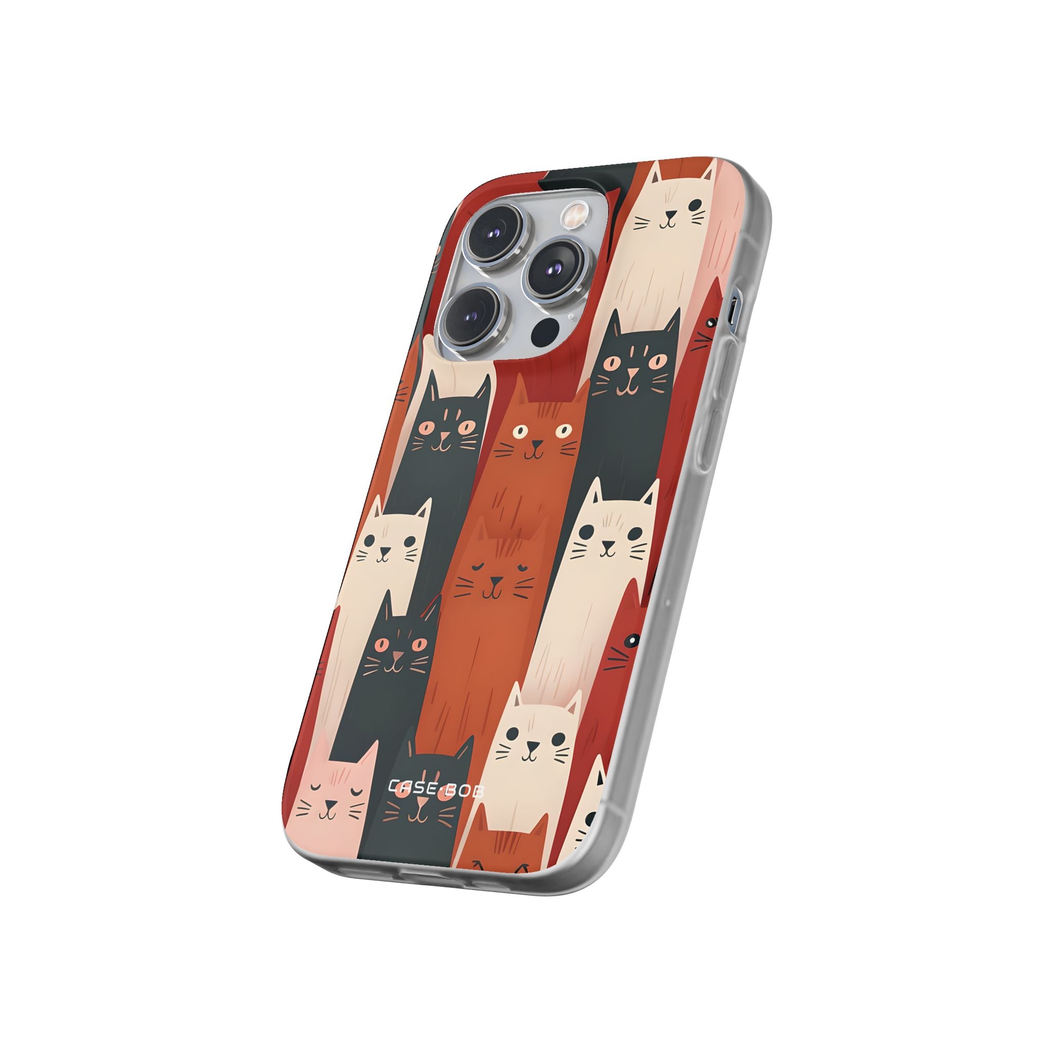 Elongated Cats Black iPhone 14 Pro Case - Soft