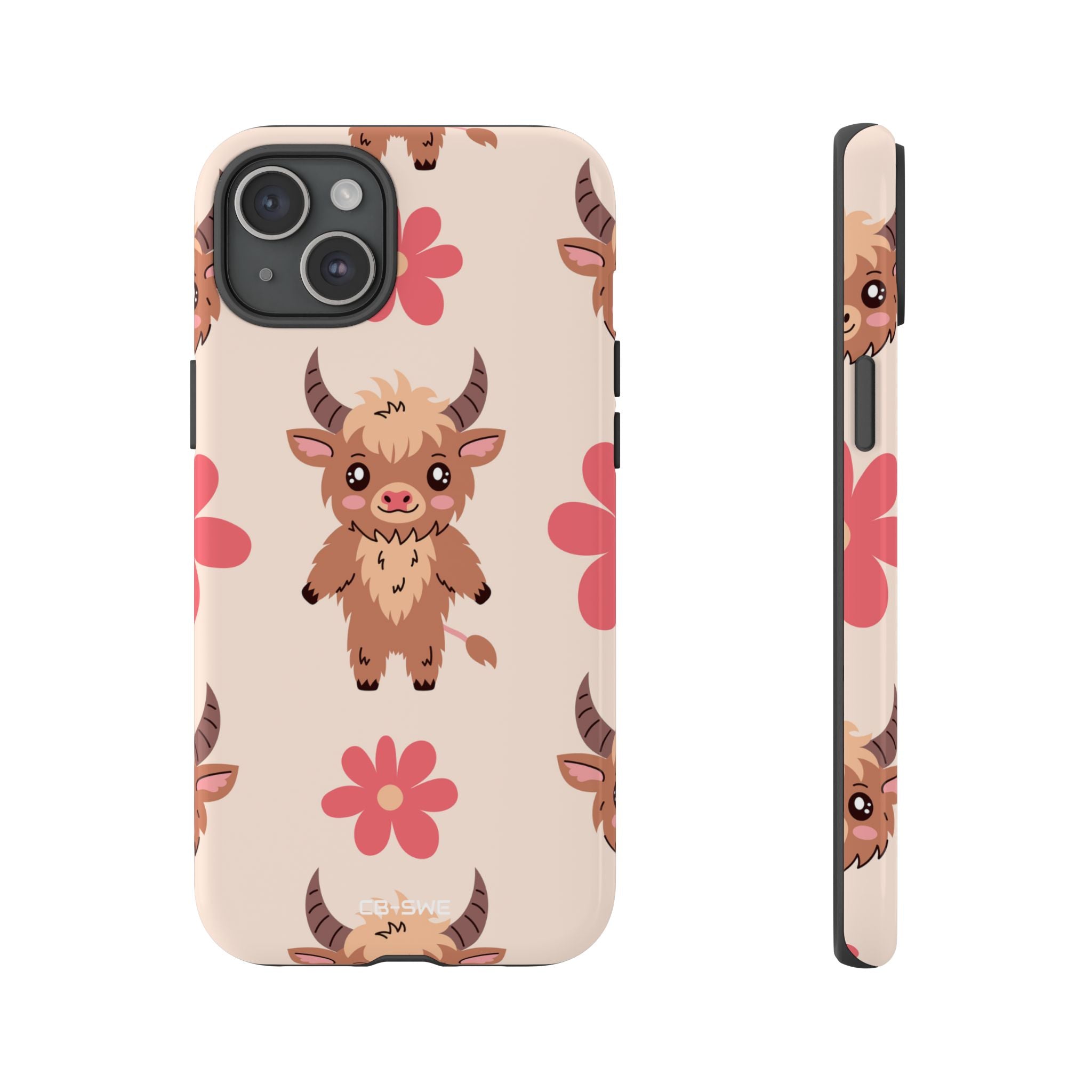 Cute Cattle & Flowers - iPhone Case