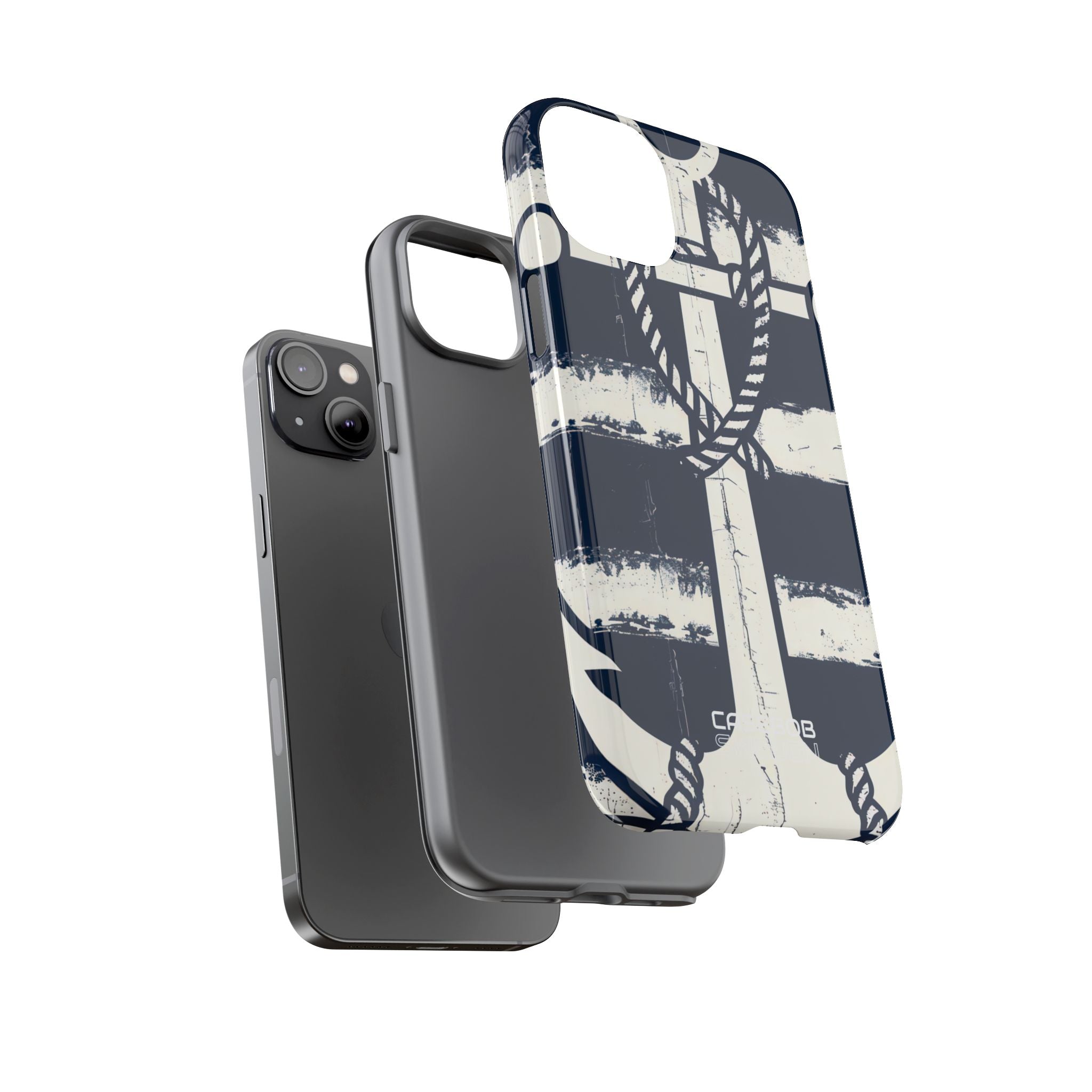 Strisce con ancora blu navy iPhone 14 - Tough
