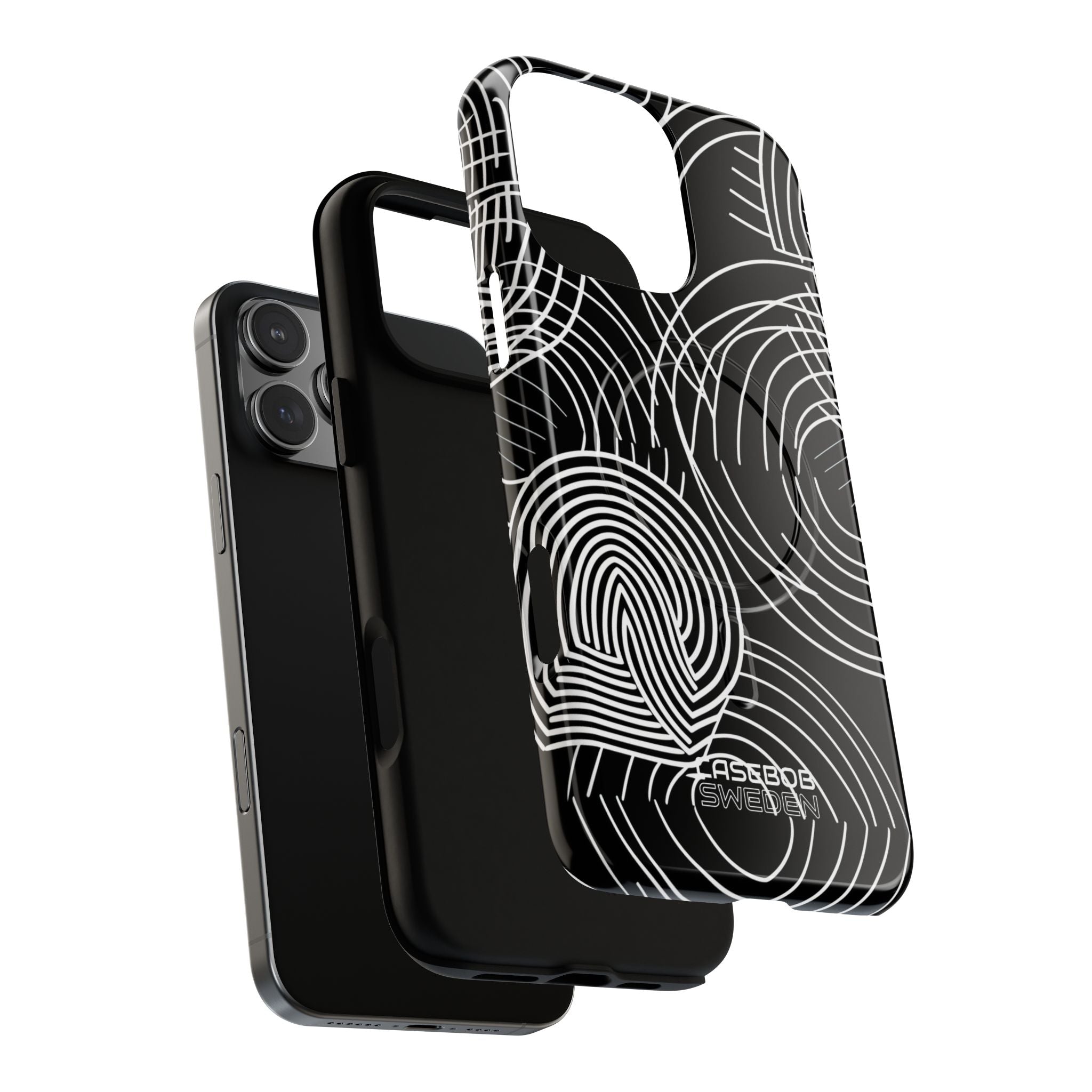 Monochrome Spiral Curves iPhone 16 - Tough+