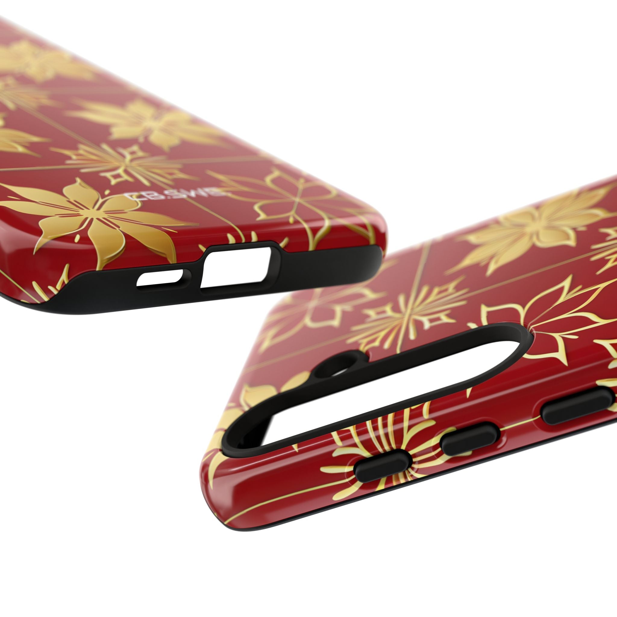 Elegant Gold Floral Seamless Rich Red Samsung S24 - Tough