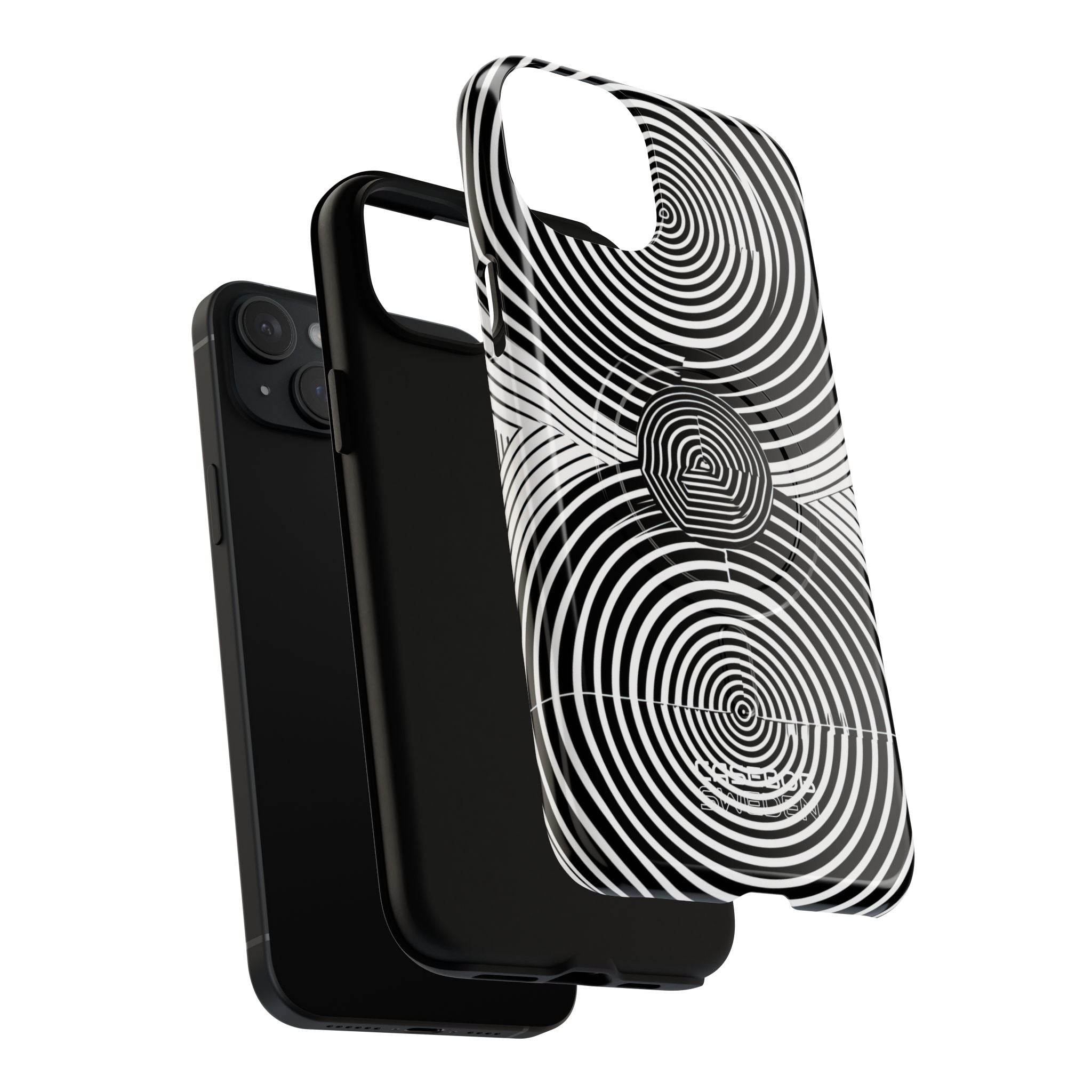 Monochrome Spiral Motion iPhone 15 - Tough+
