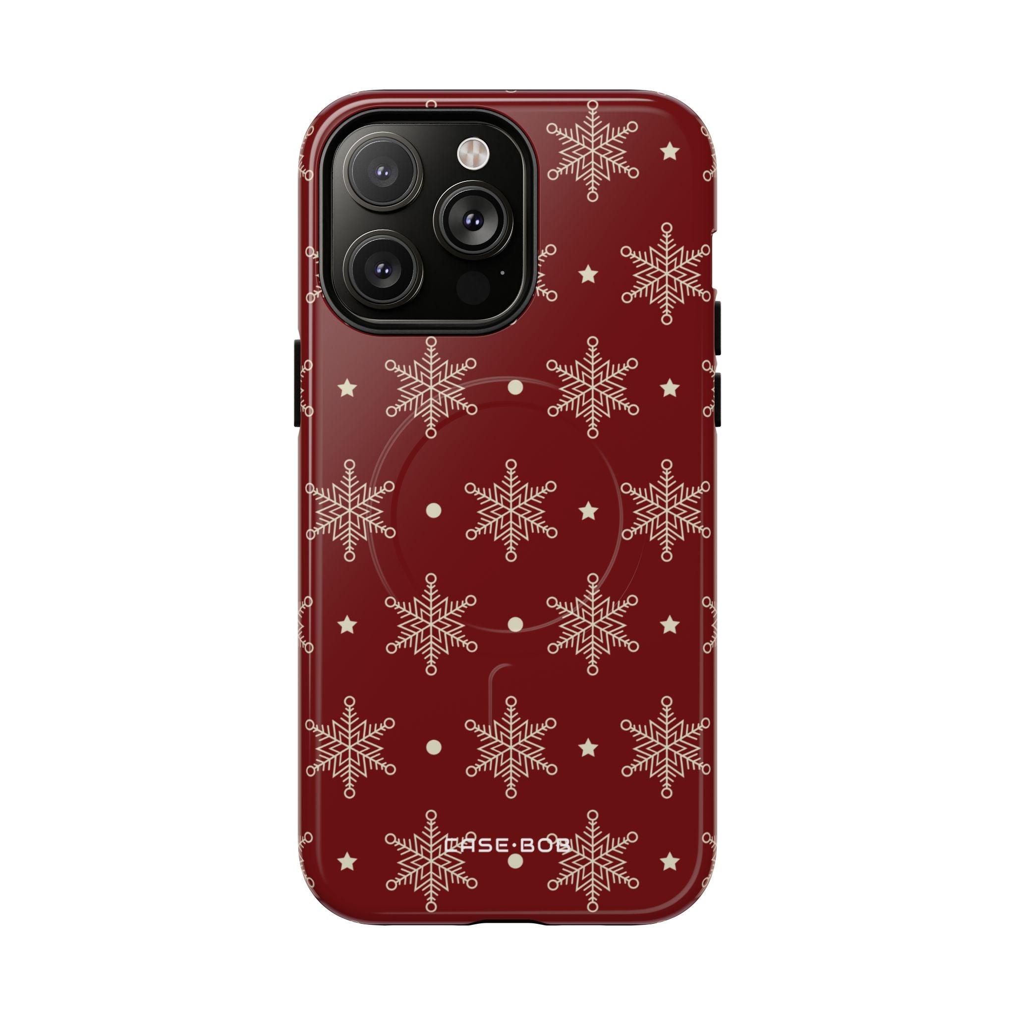 Cream Snowflake Crimson iPhone 14 Pro Max Case - Tough+