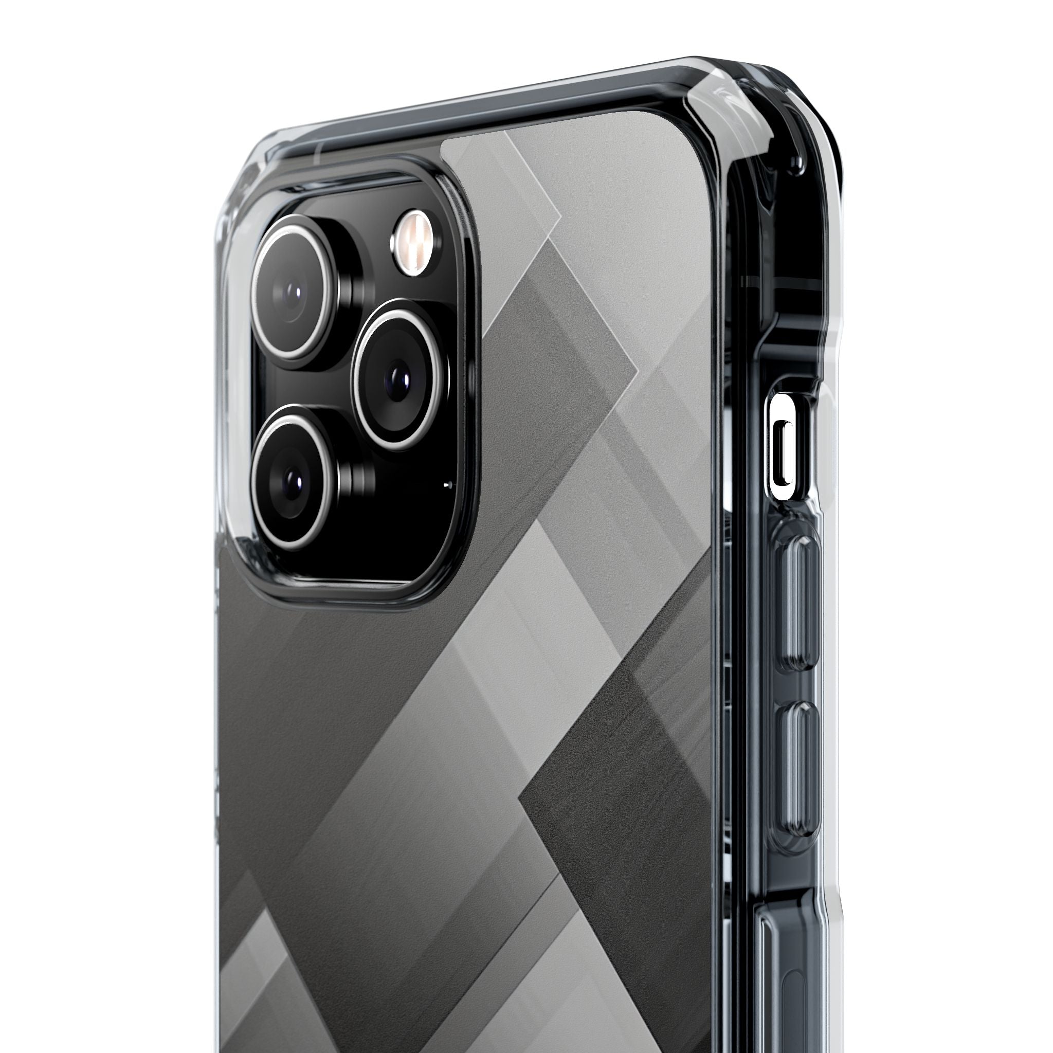 Grayscale Geometric Layers iPhone 14 - Impact Clear+