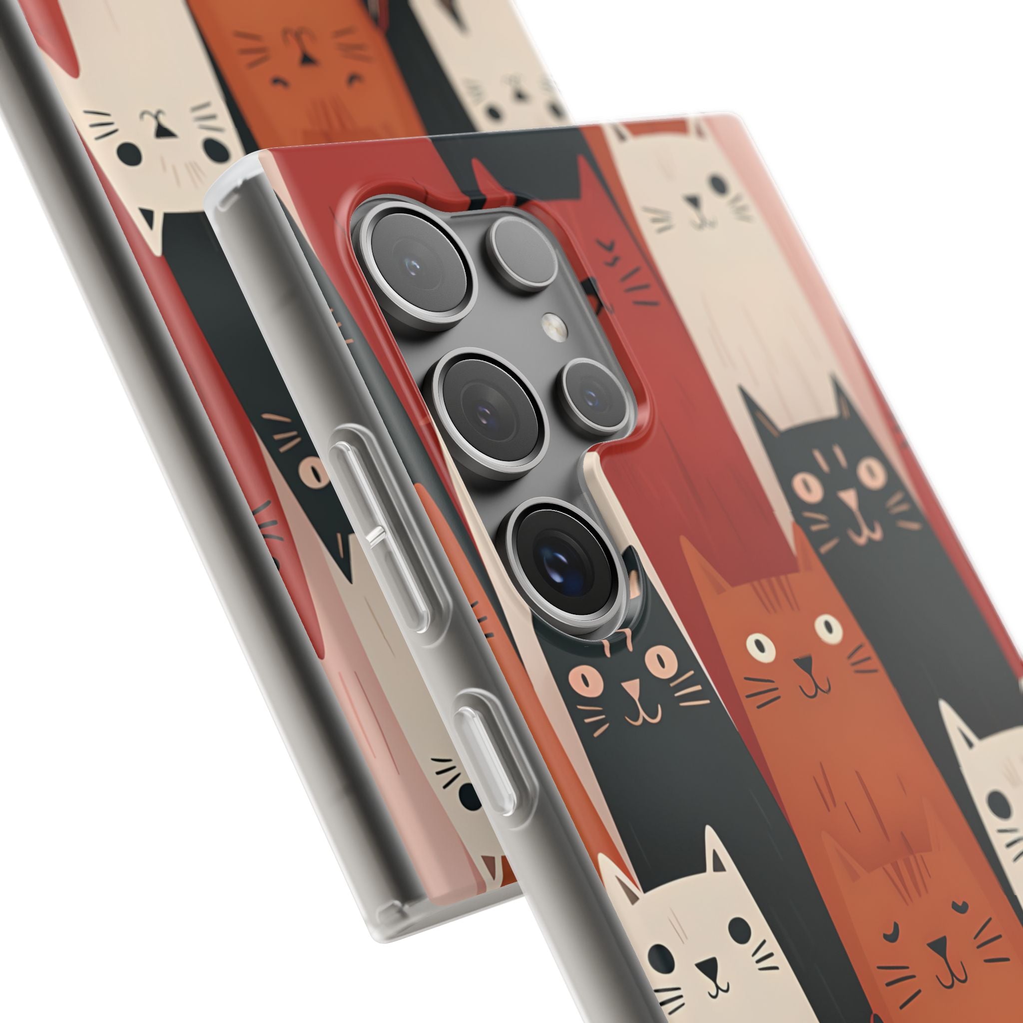 Elongated Cats Black Samsung S24 Ultra Case - Soft