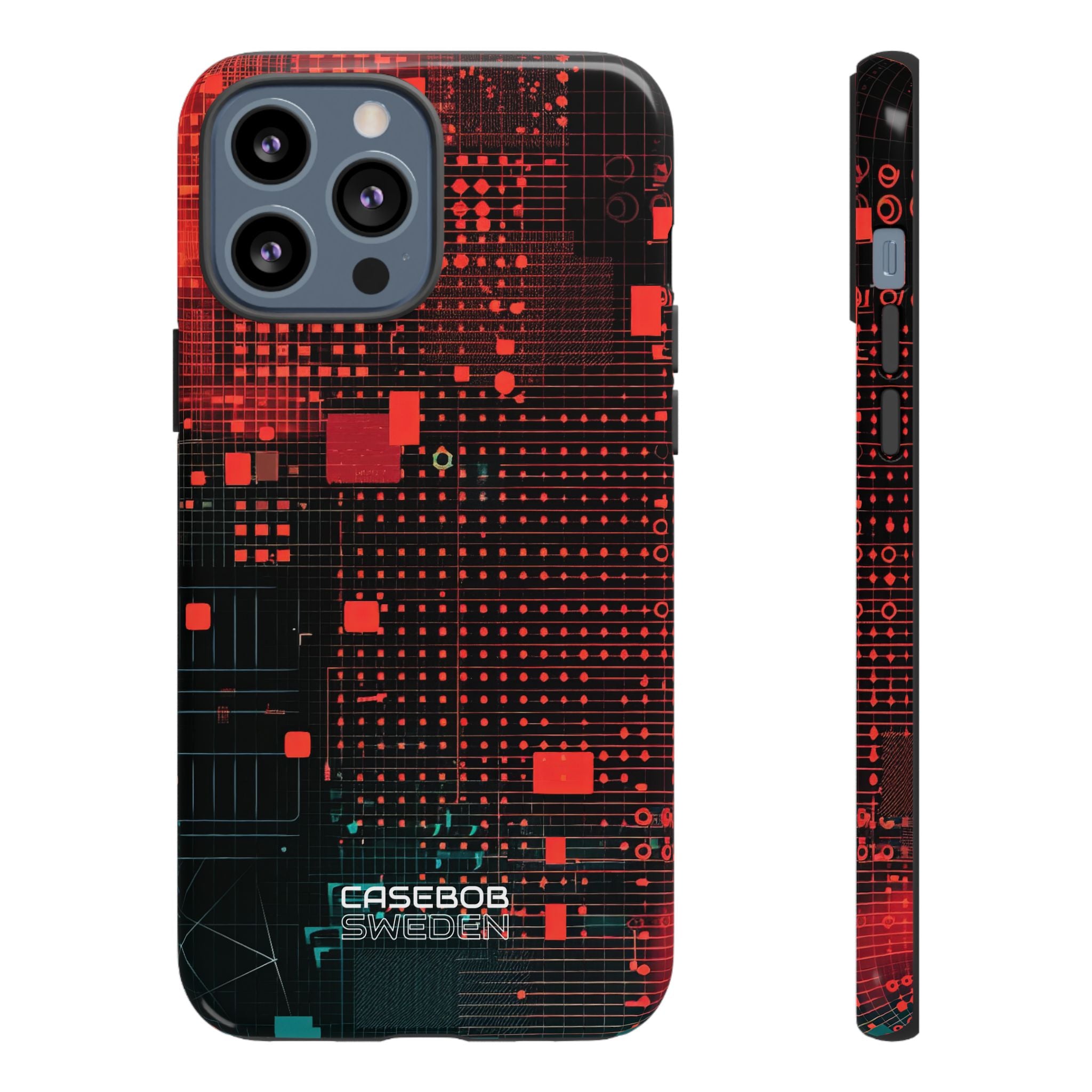 Crimson Circuit Grid iPhone 13 - Tough
