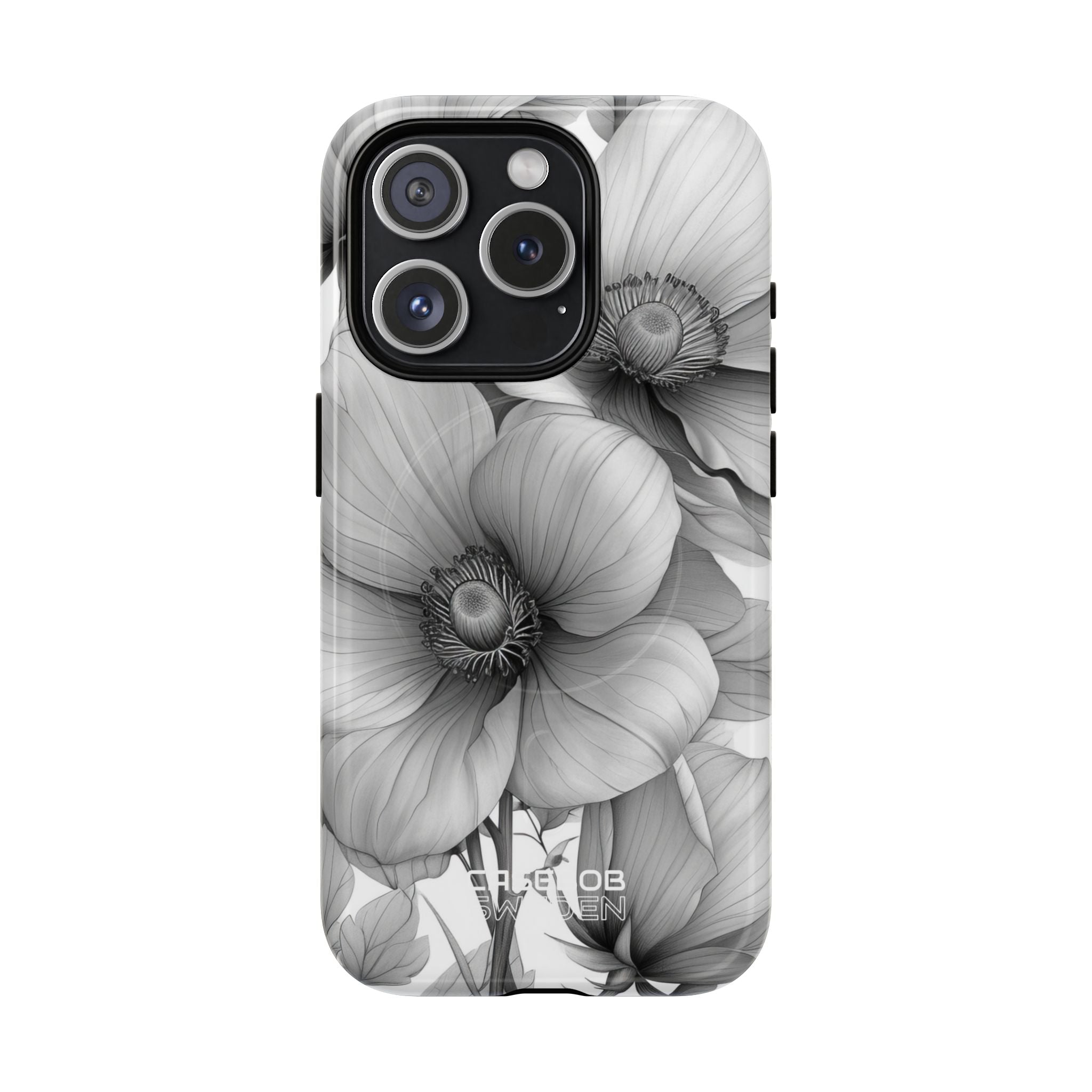 Graustufen-Blumenharmonie iPhone 15 – Robust+
