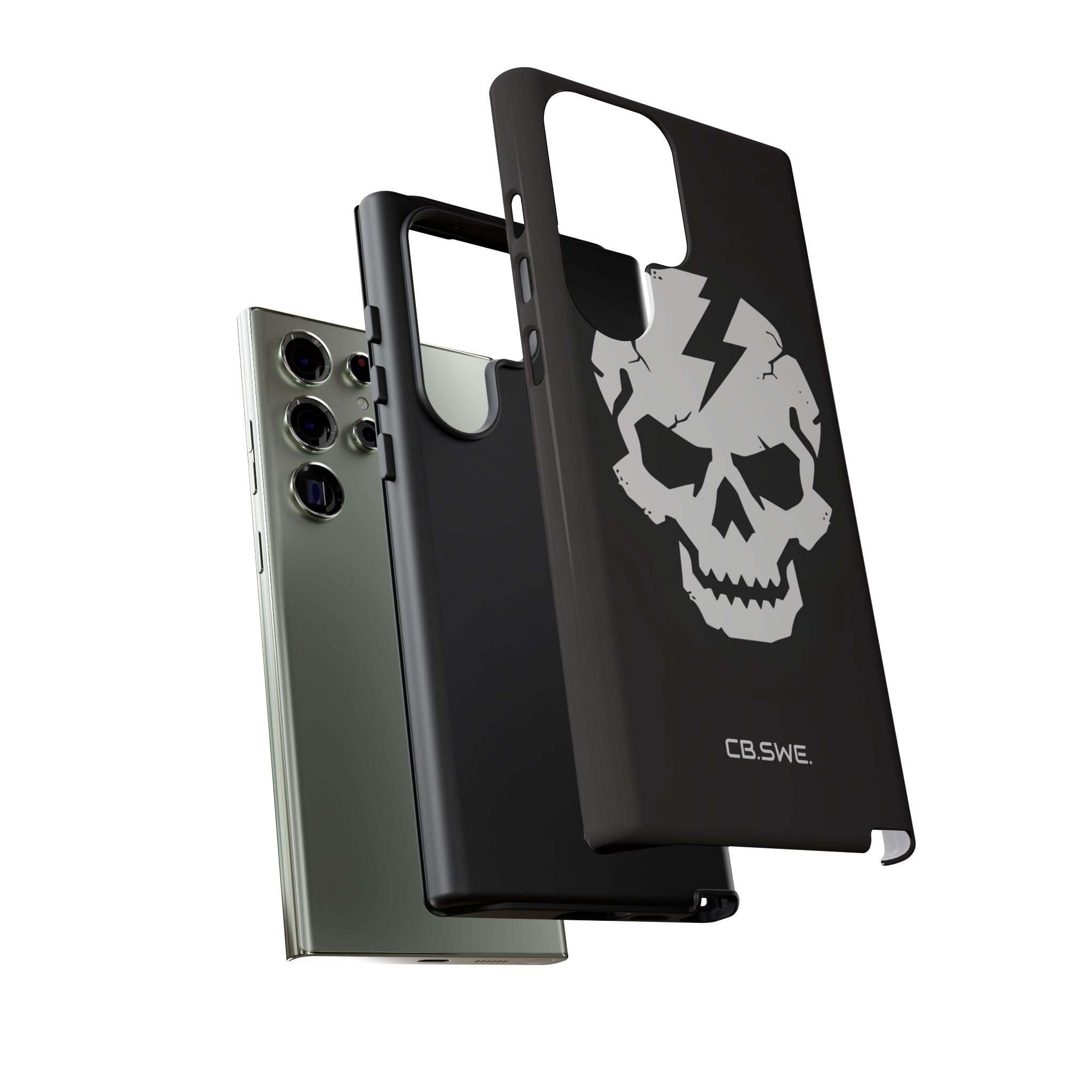 Minimalist White Skull Lightning Bolt Icon Samsung S23 - Tough
