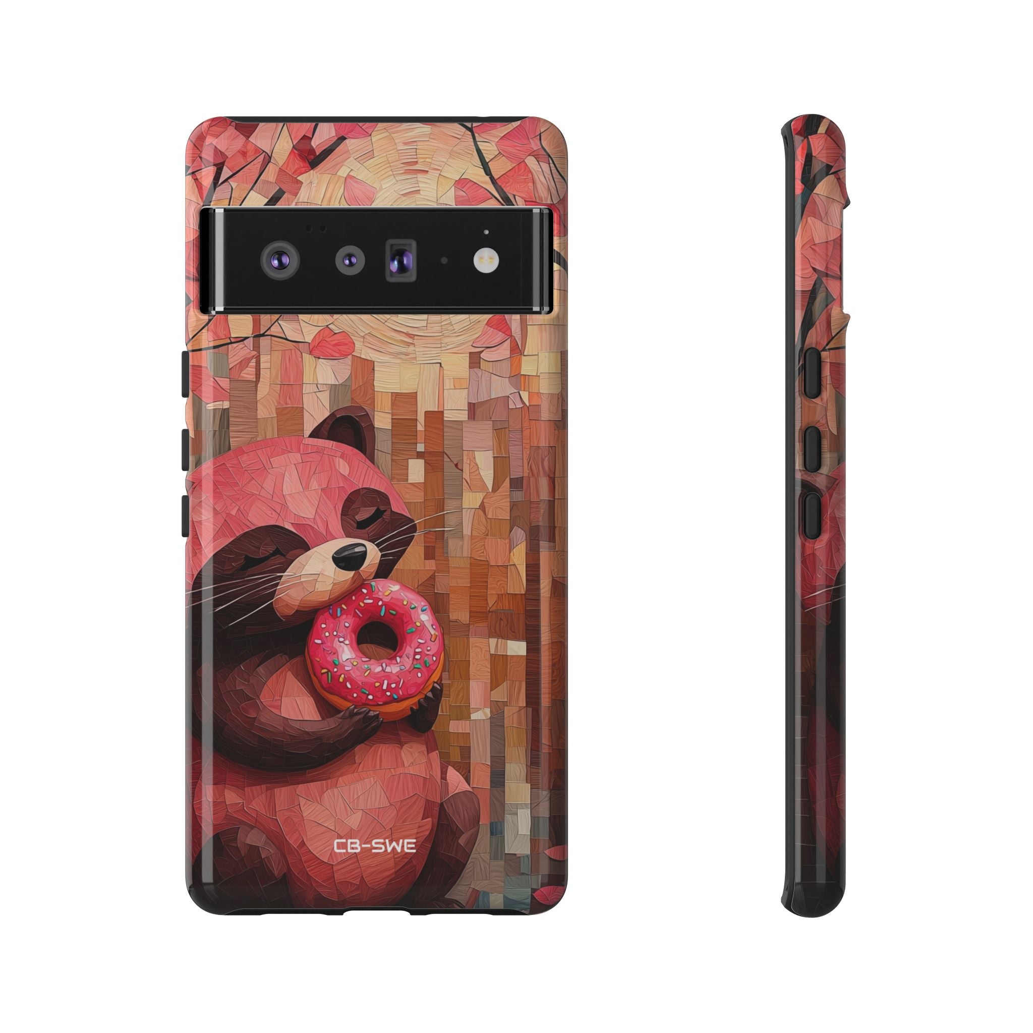 Raccoon Holds Donut - Google Pixel Case