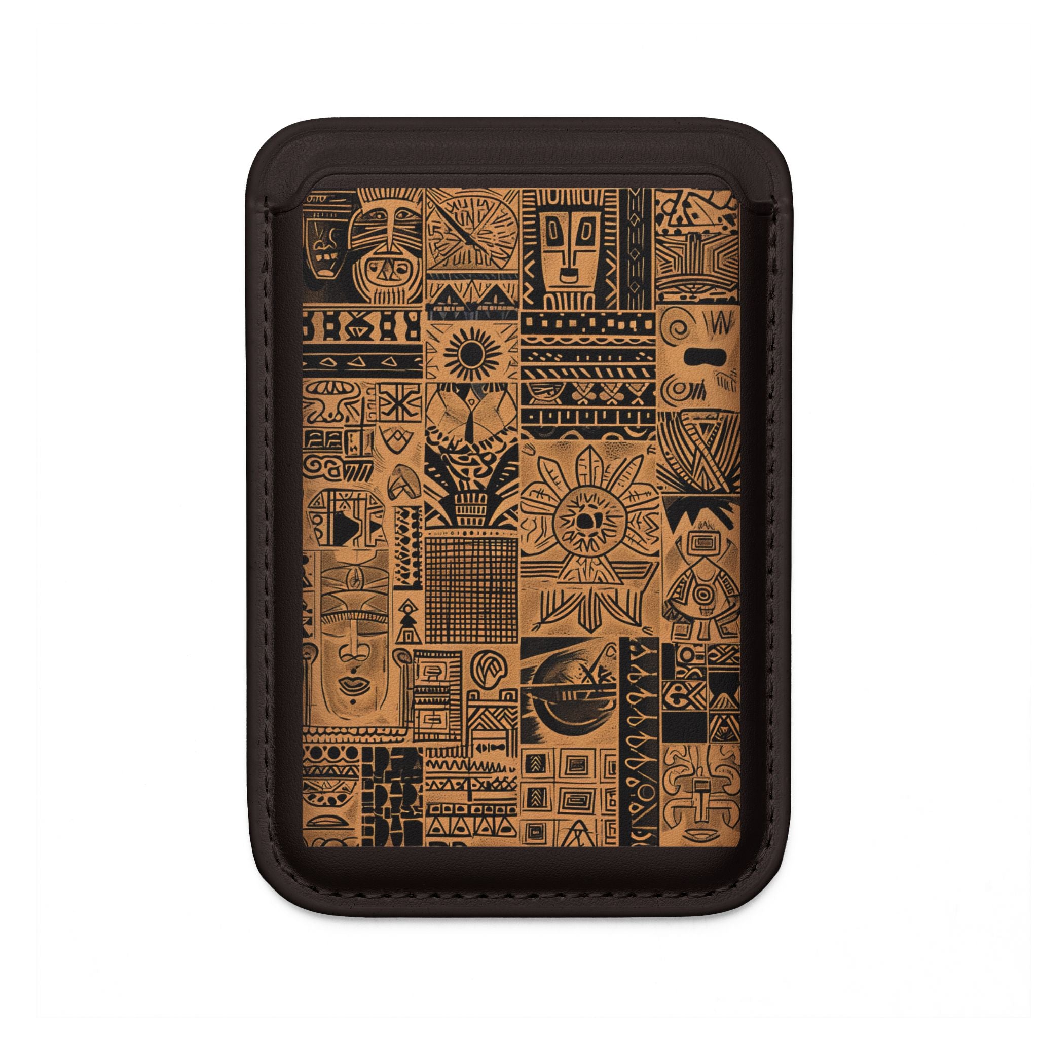 Celestial Faces Brown Wallet – MagSafe Ready