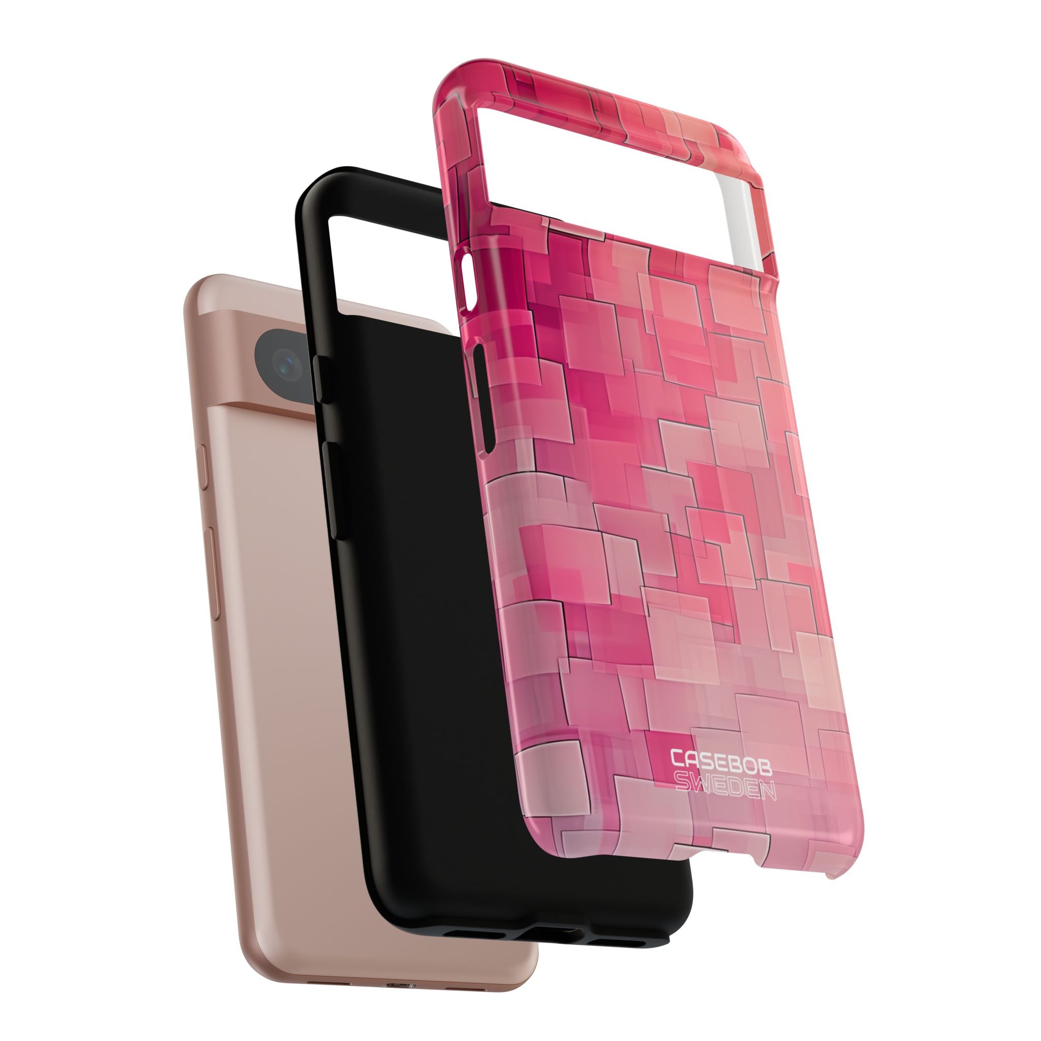 Gelaagde roze geometrie Google Pixel 8 - Tough