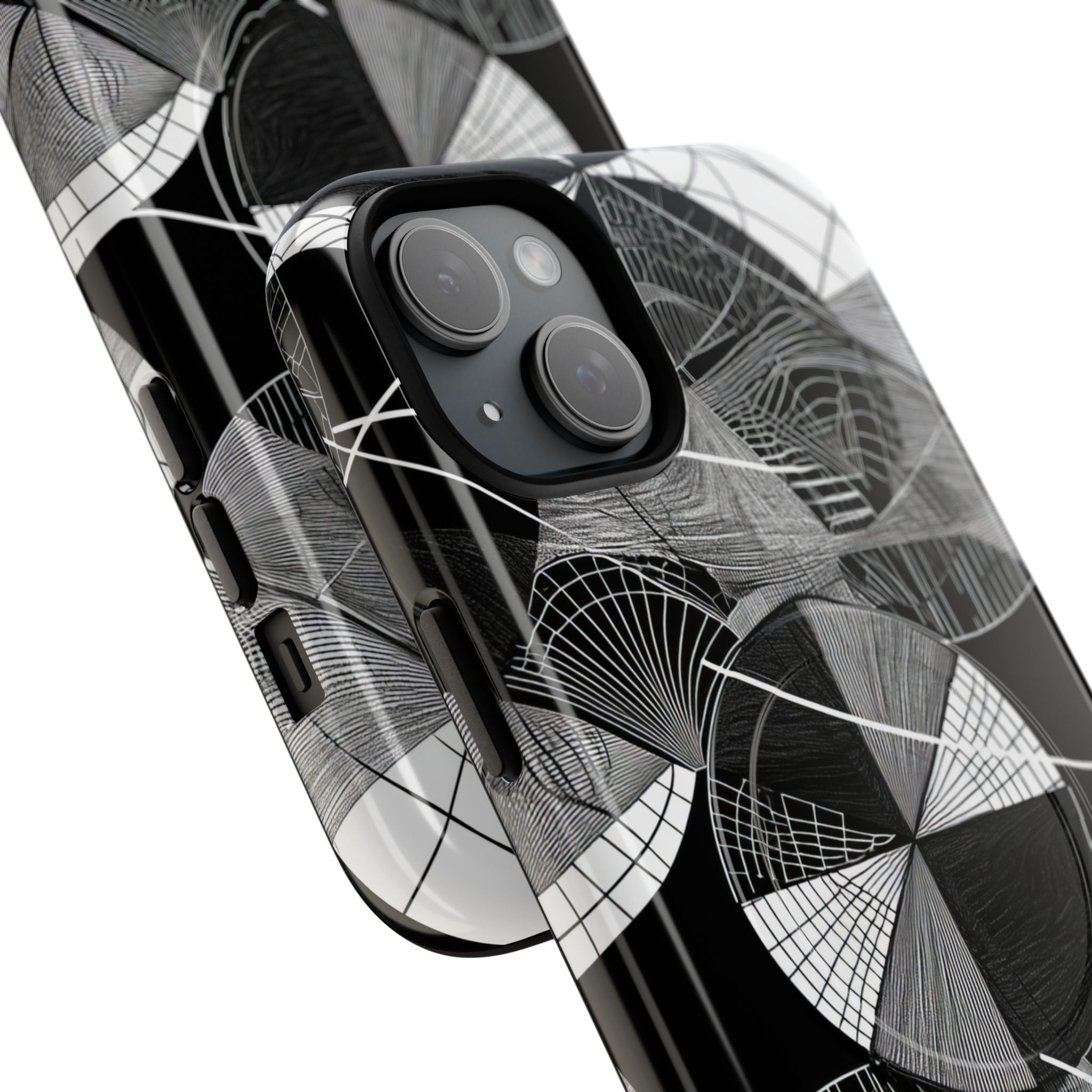 Labirinto a Cerchio Monocromatico iPhone 15 - Tough+